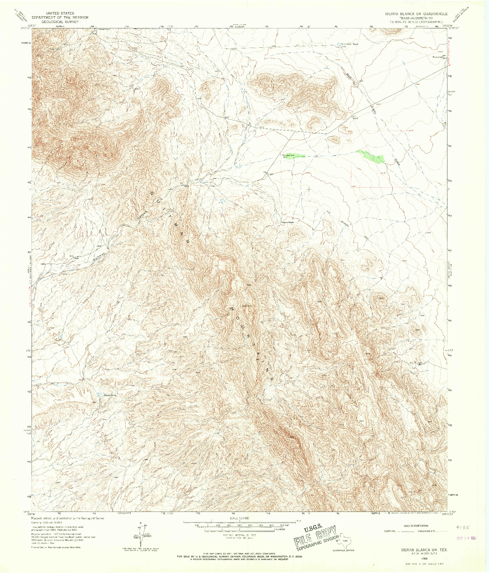 USGS 1:24000-SCALE QUADRANGLE FOR SIERRA BLANCA SW, TX 1964