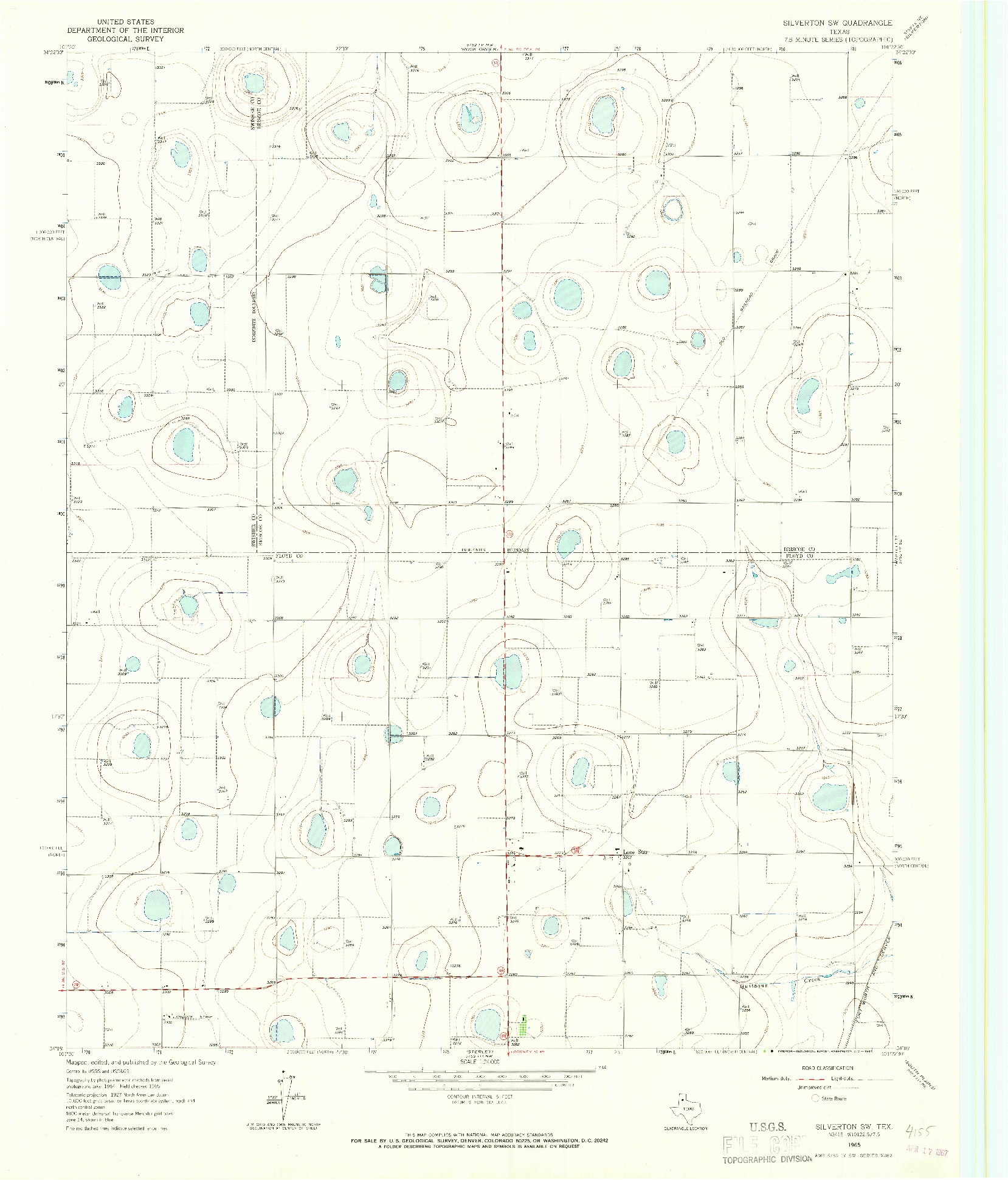 USGS 1:24000-SCALE QUADRANGLE FOR SILVERTON SW, TX 1965