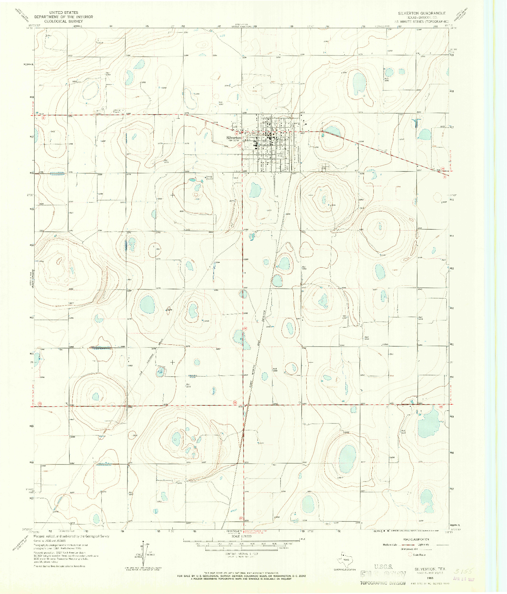 USGS 1:24000-SCALE QUADRANGLE FOR SILVERTON, TX 1965