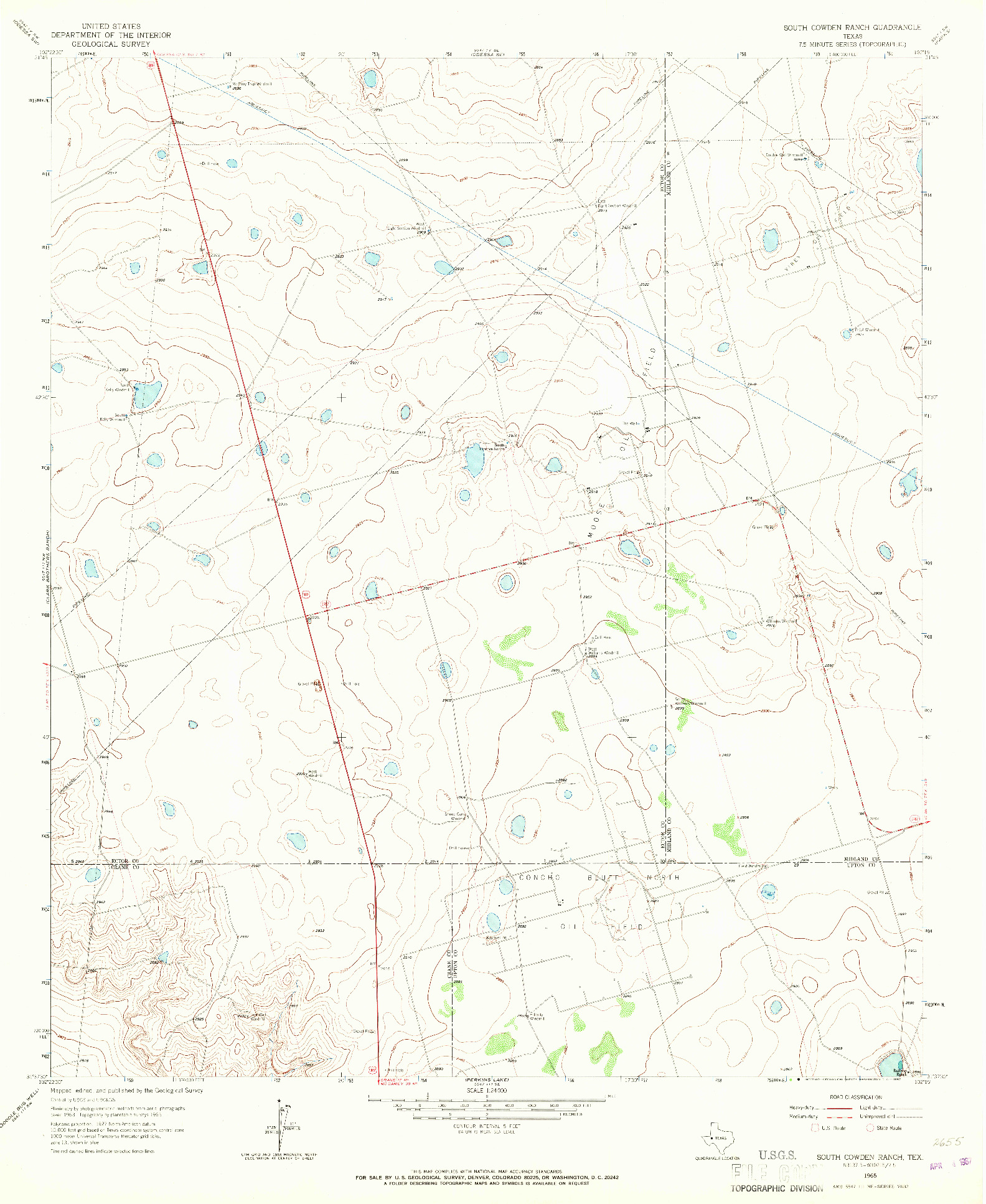USGS 1:24000-SCALE QUADRANGLE FOR SOUTH COWDEN RANCH, TX 1965