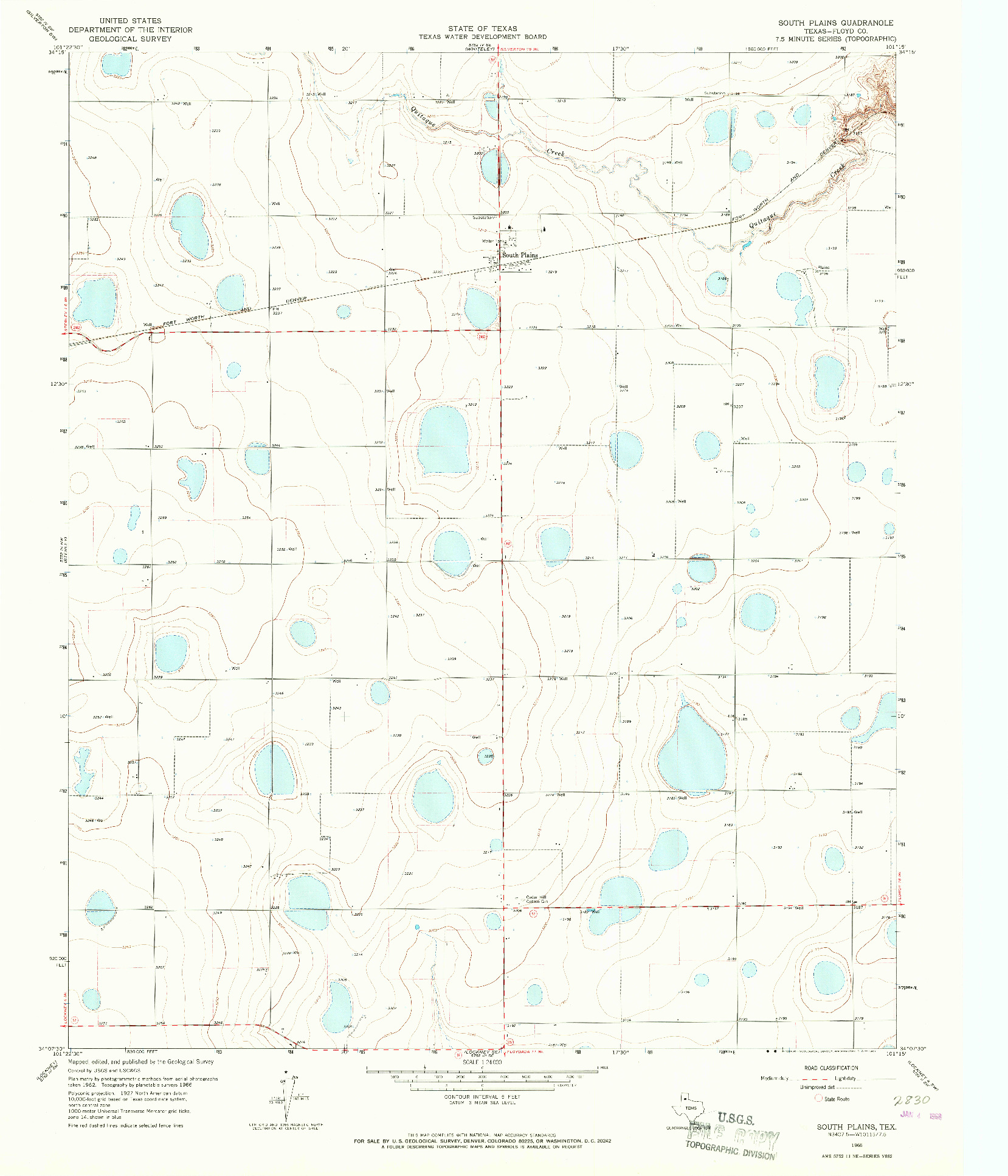 USGS 1:24000-SCALE QUADRANGLE FOR SOUTH PLAINS, TX 1966