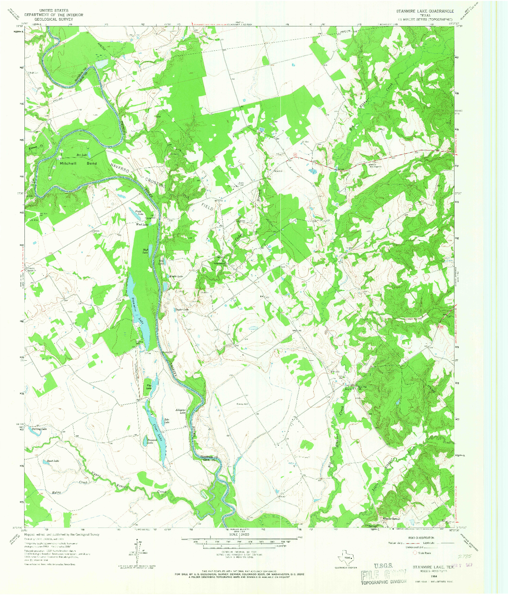 USGS 1:24000-SCALE QUADRANGLE FOR STANMIRE LAKE, TX 1964