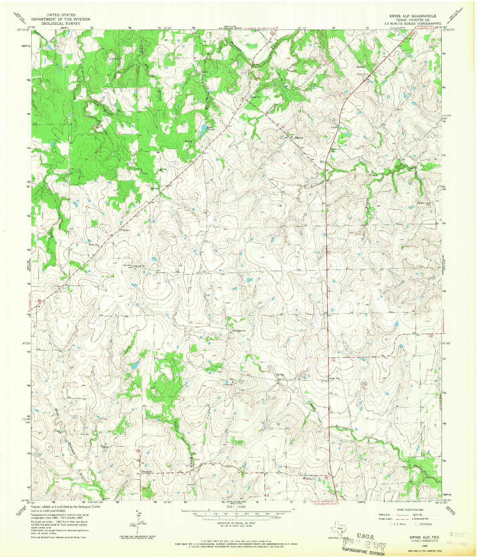 USGS 1:24000-SCALE QUADRANGLE FOR SWISS ALP, TX 1965