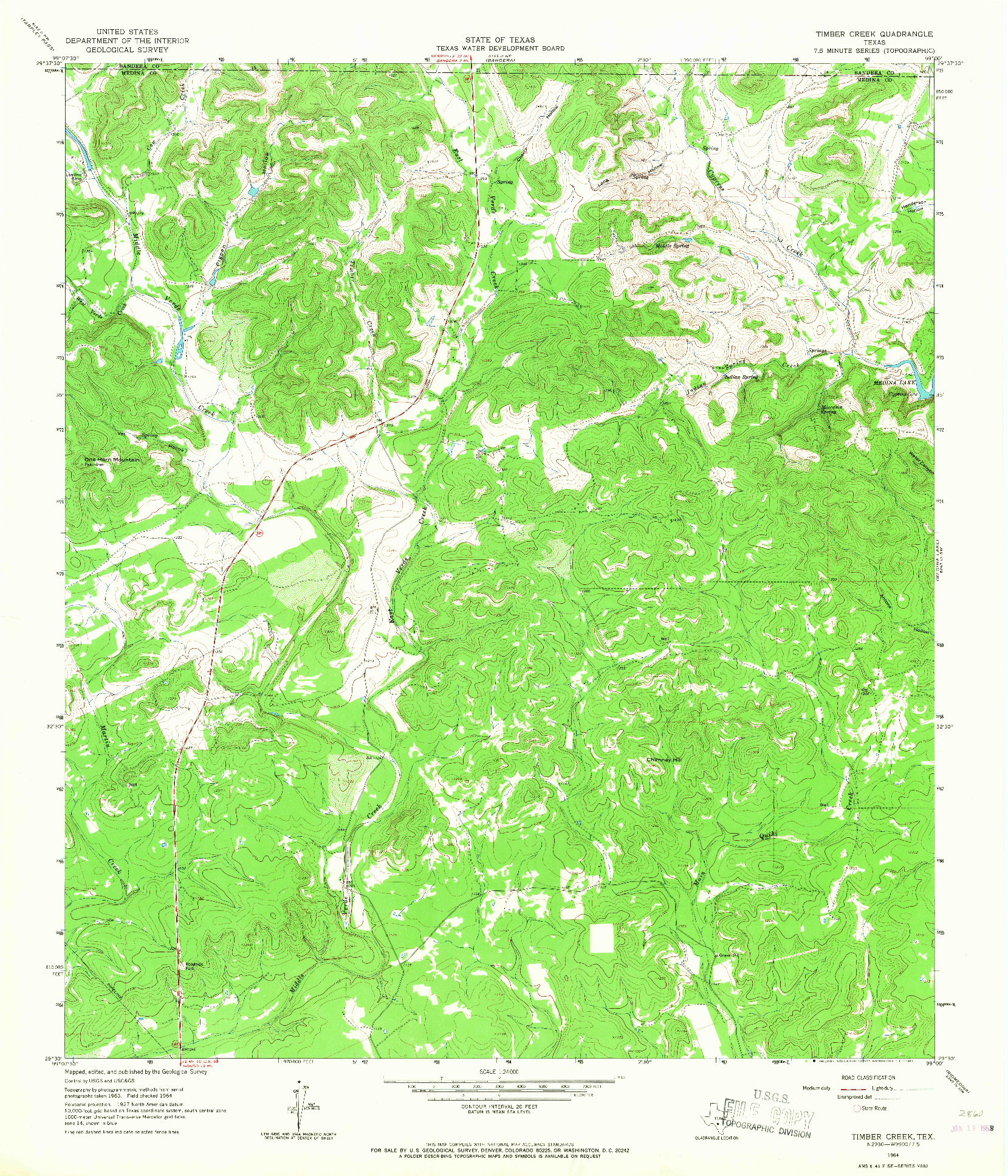 USGS 1:24000-SCALE QUADRANGLE FOR TIMBER CREEK, TX 1964