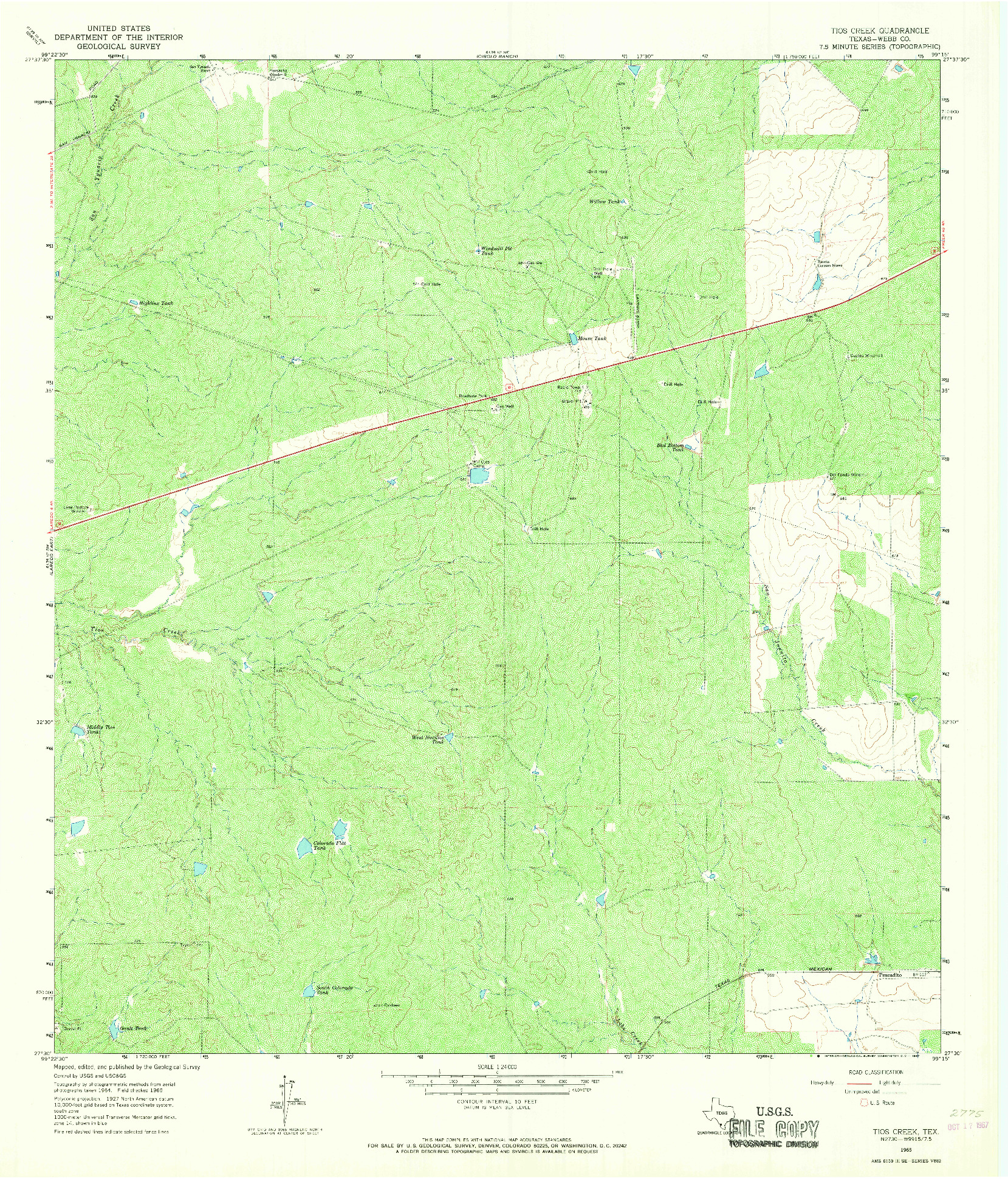 USGS 1:24000-SCALE QUADRANGLE FOR TIOS CREEK, TX 1965
