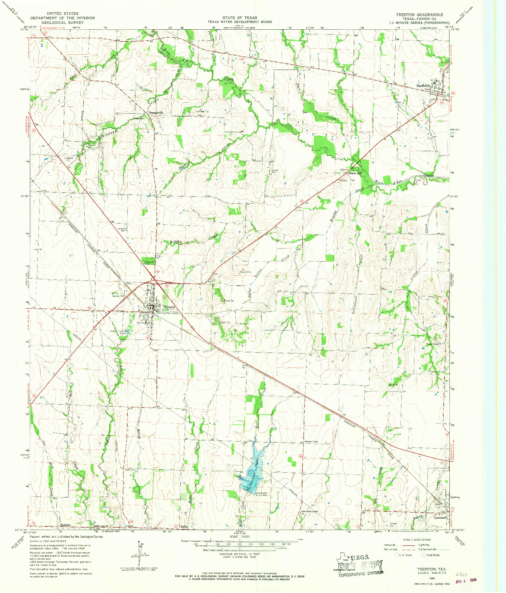 USGS 1:24000-SCALE QUADRANGLE FOR TRENTON, TX 1964
