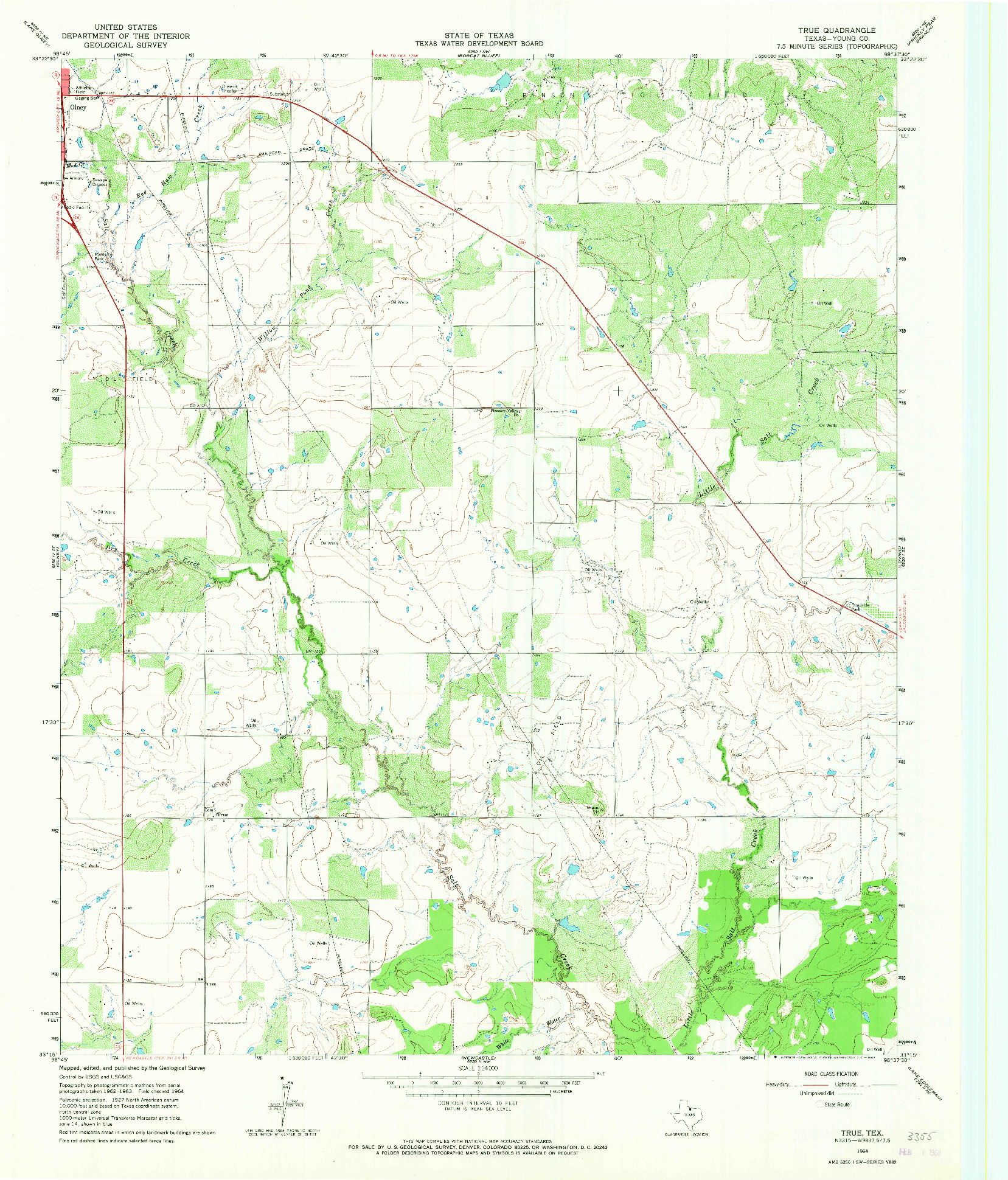 USGS 1:24000-SCALE QUADRANGLE FOR TRUE, TX 1964