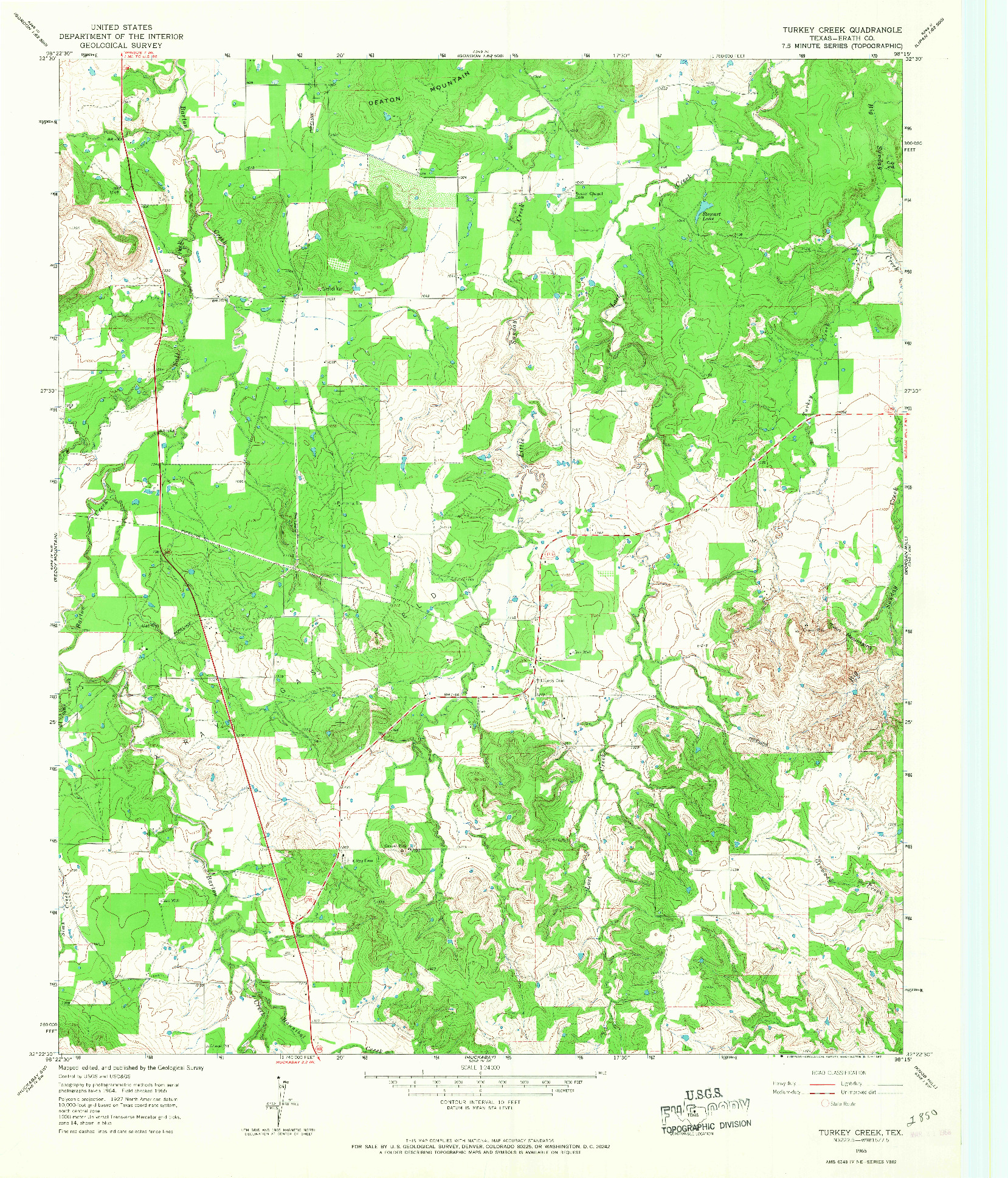 USGS 1:24000-SCALE QUADRANGLE FOR TURKEY CREEK, TX 1965