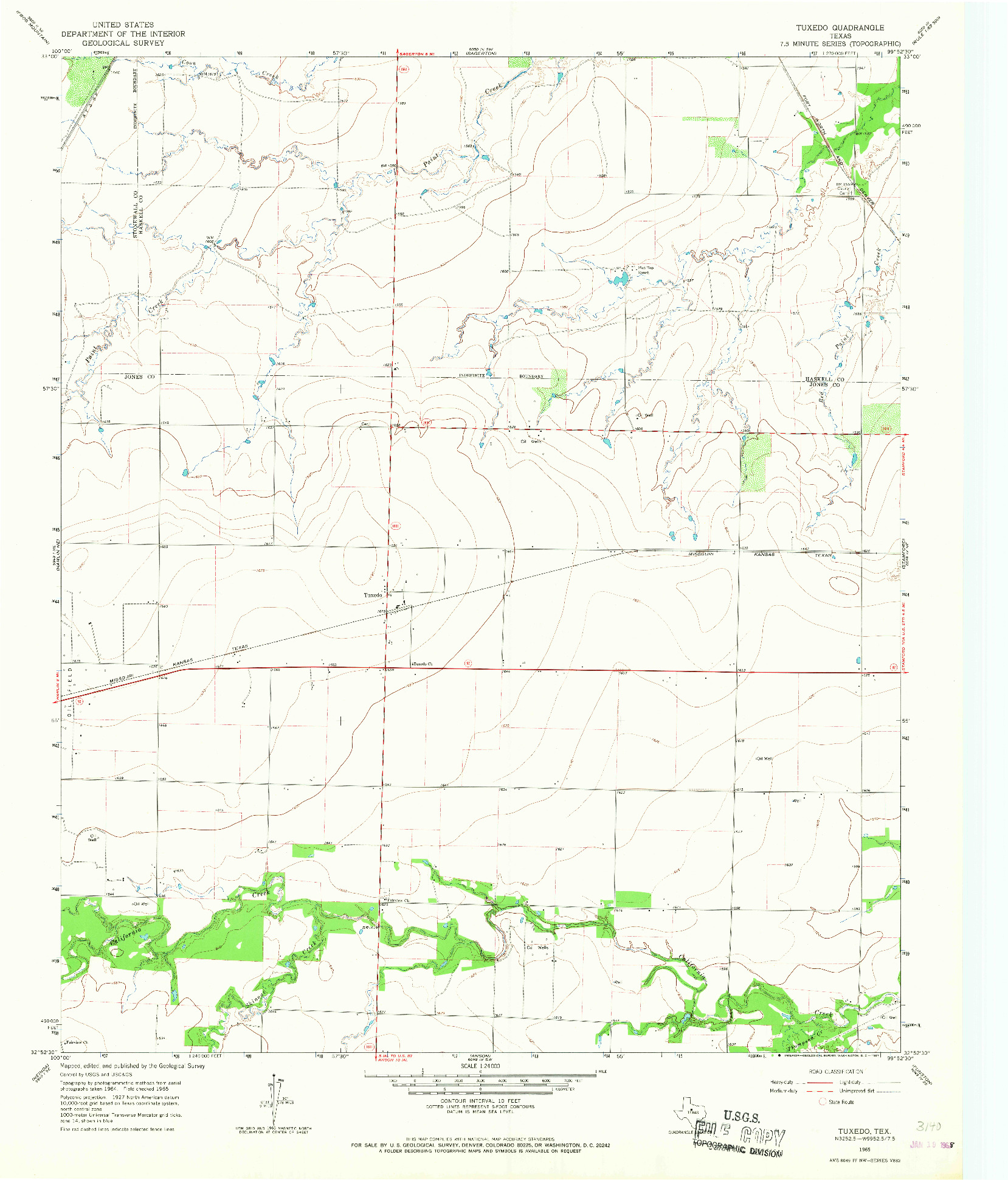 USGS 1:24000-SCALE QUADRANGLE FOR TUXEDO, TX 1965