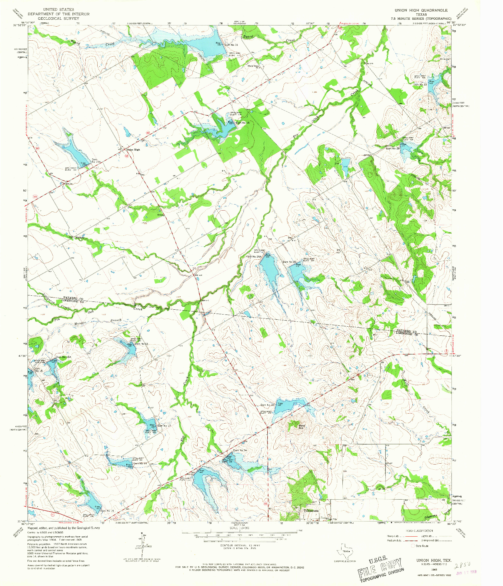 USGS 1:24000-SCALE QUADRANGLE FOR UNION HIGH, TX 1965