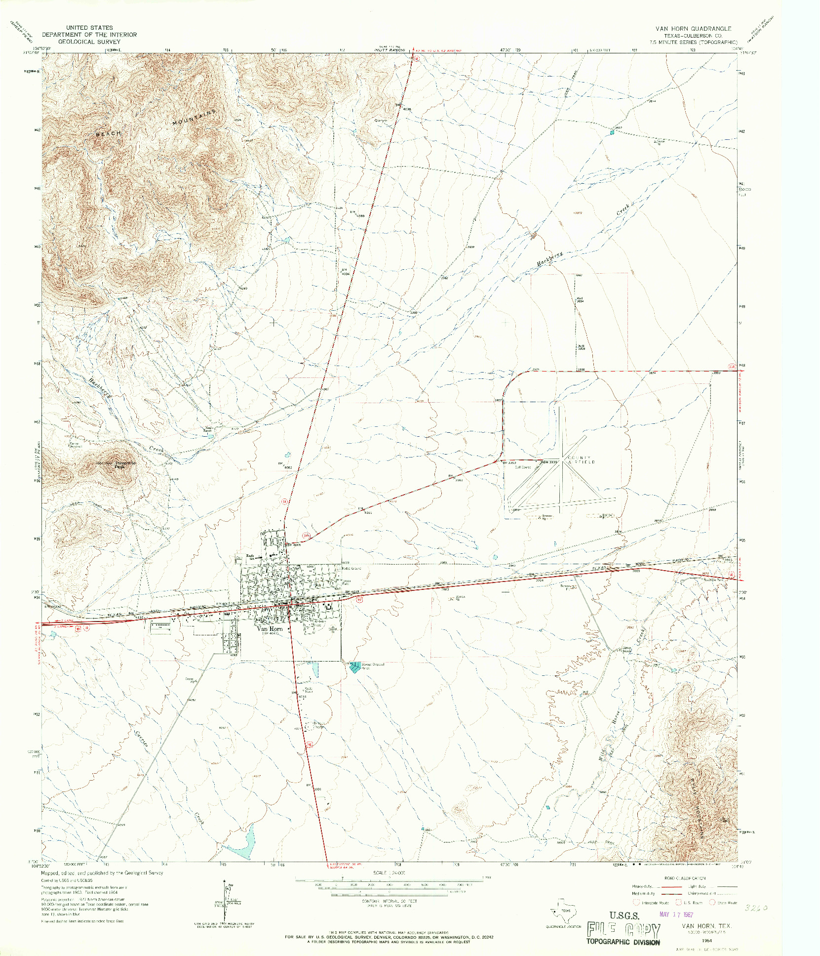 USGS 1:24000-SCALE QUADRANGLE FOR VAN HORN, TX 1964