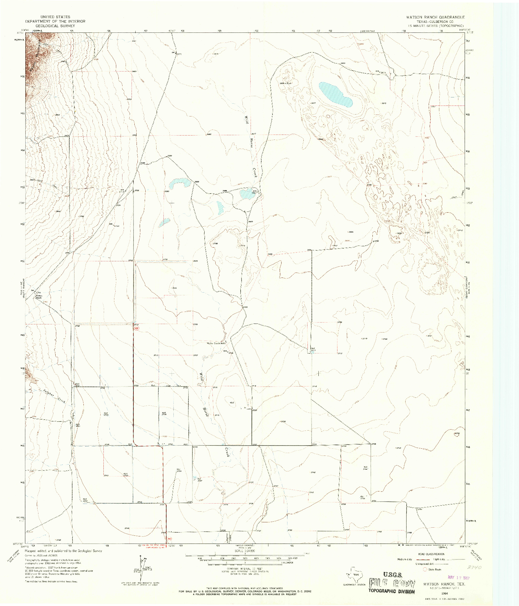 USGS 1:24000-SCALE QUADRANGLE FOR WATSON RANCH, TX 1964