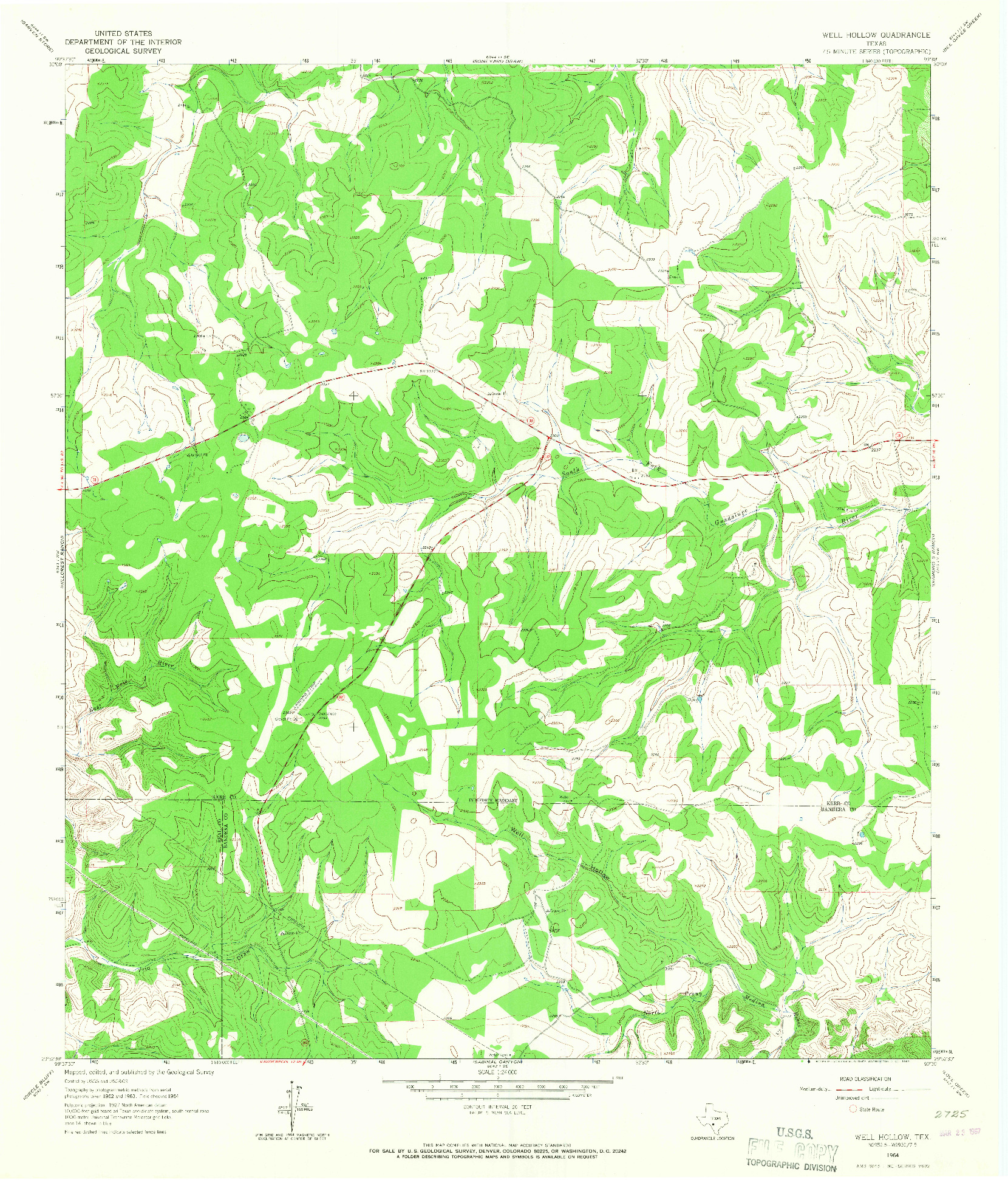 USGS 1:24000-SCALE QUADRANGLE FOR WELL HOLLOW, TX 1964