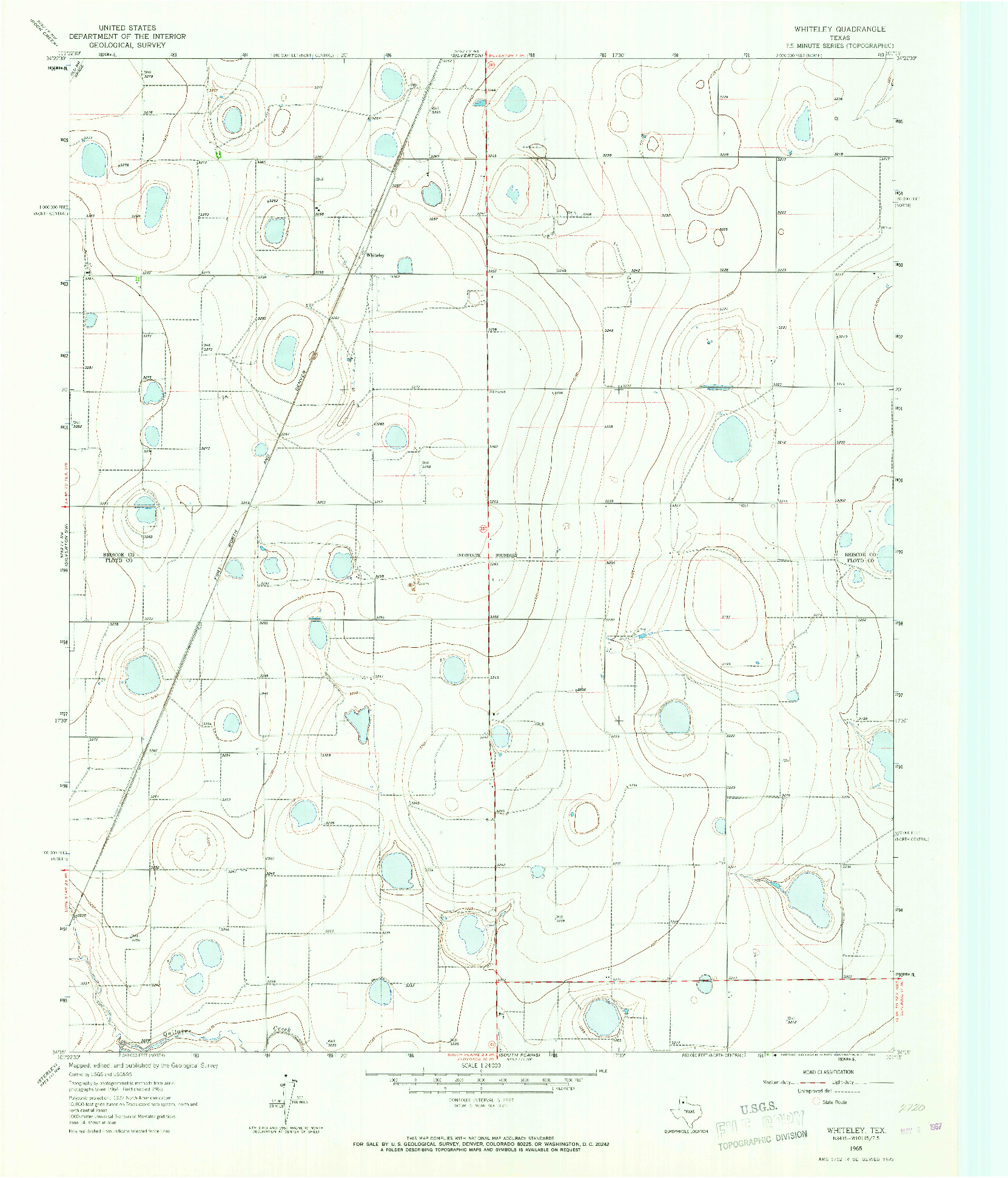 USGS 1:24000-SCALE QUADRANGLE FOR WHITELEY, TX 1965