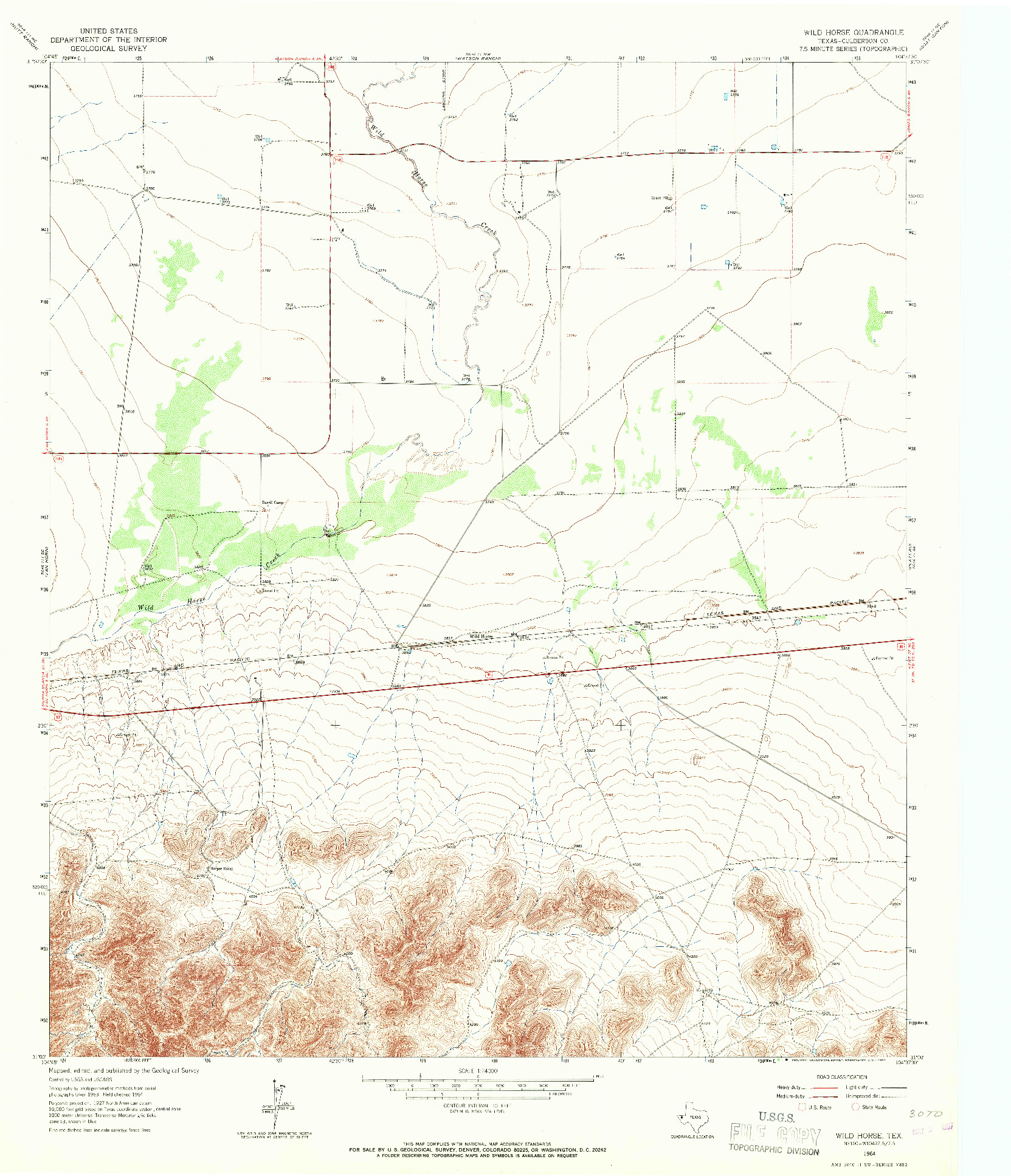 USGS 1:24000-SCALE QUADRANGLE FOR WILD HORSE, TX 1964