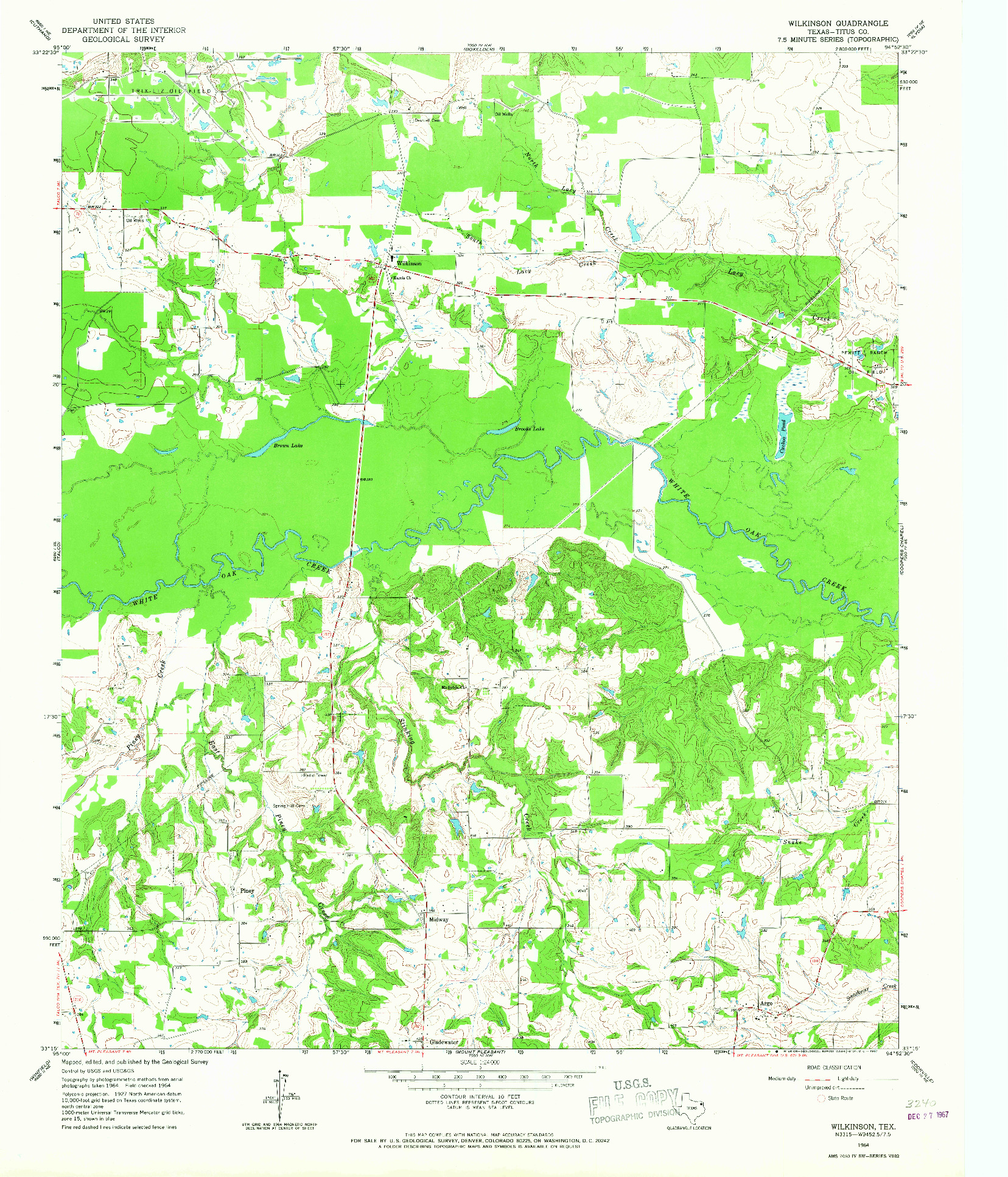 USGS 1:24000-SCALE QUADRANGLE FOR WILKINSON, TX 1964