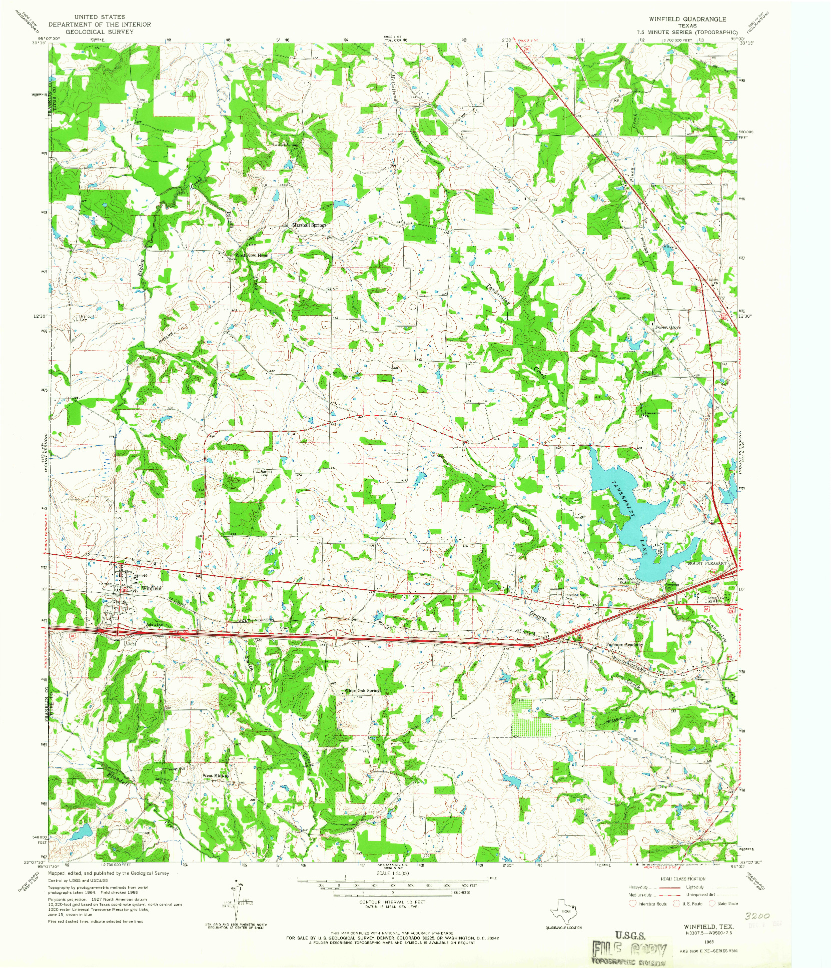 USGS 1:24000-SCALE QUADRANGLE FOR WINFIELD, TX 1965