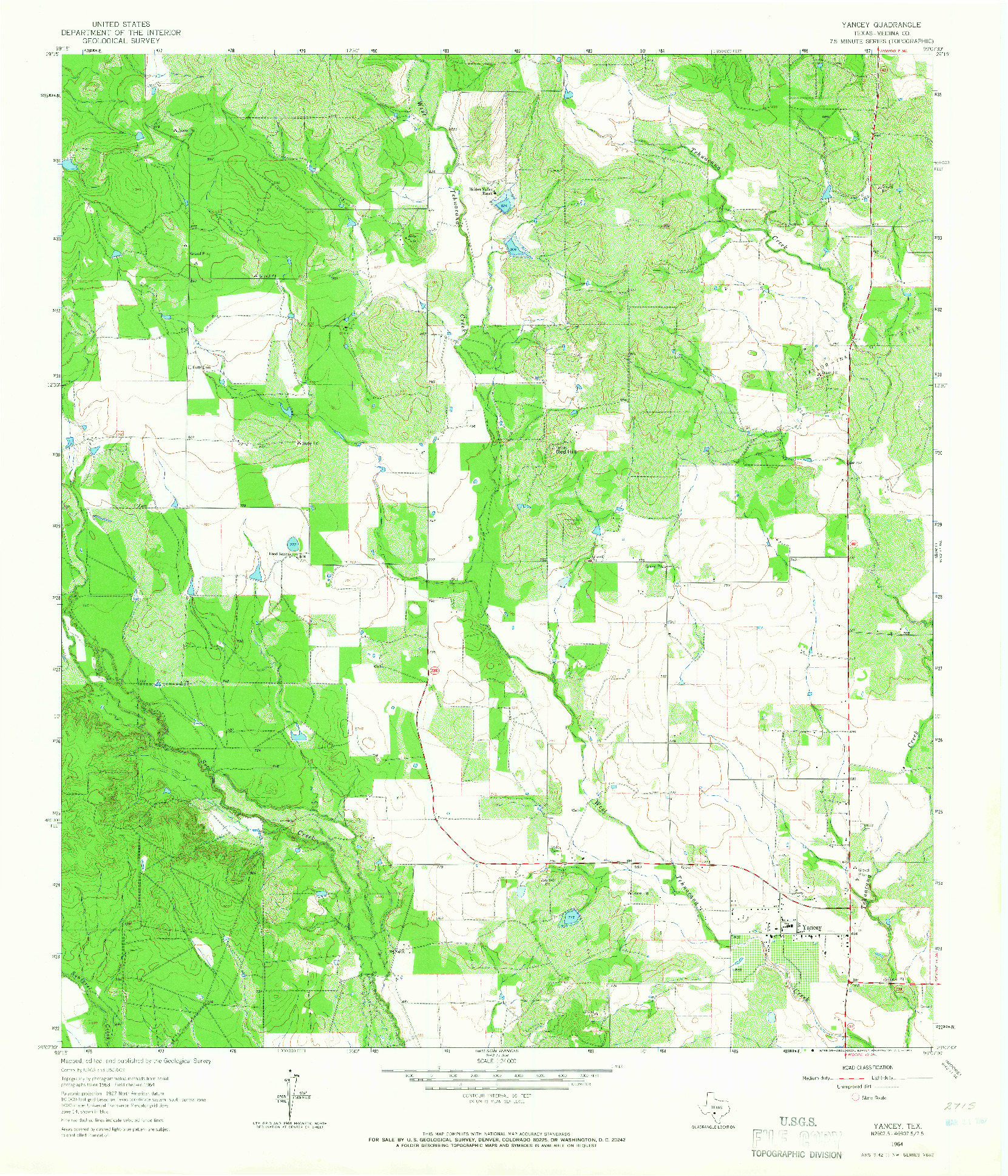 USGS 1:24000-SCALE QUADRANGLE FOR YANCEY, TX 1964