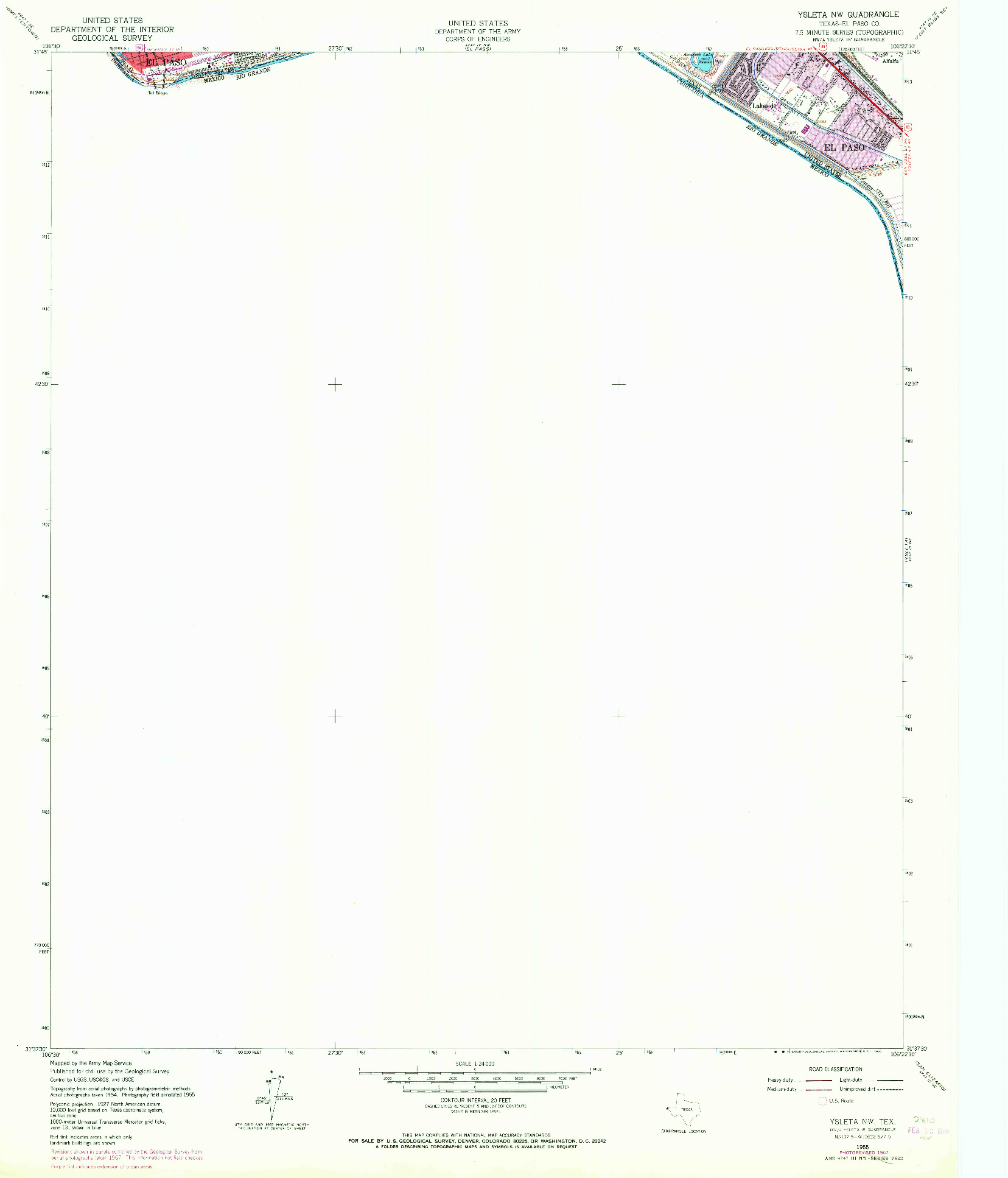 USGS 1:24000-SCALE QUADRANGLE FOR YSLETA NW, TX 1955