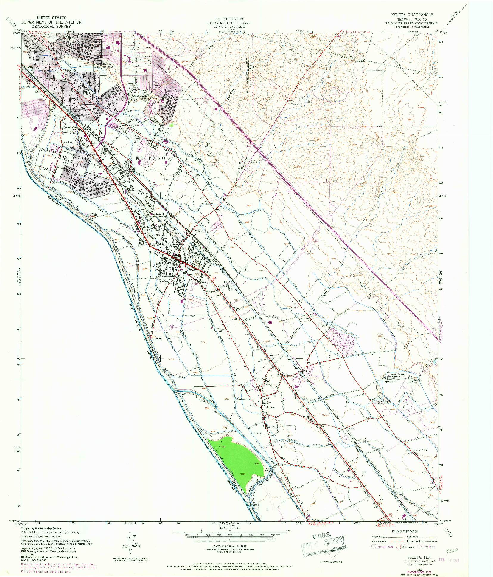 USGS 1:24000-SCALE QUADRANGLE FOR YSLETA, TX 1955