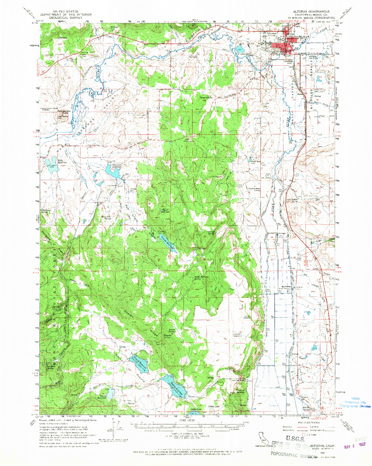 USGS 1:62500-SCALE QUADRANGLE FOR ALTURAS, CA 1961