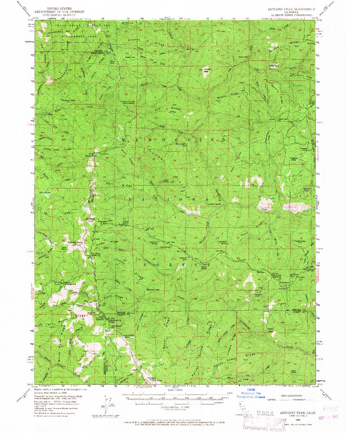 USGS 1:62500-SCALE QUADRANGLE FOR ANTHONY PEAK, CA 1952