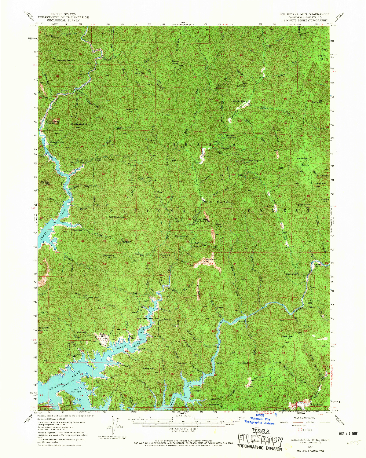 USGS 1:62500-SCALE QUADRANGLE FOR BOLLIBOKKA MTN, CA 1957