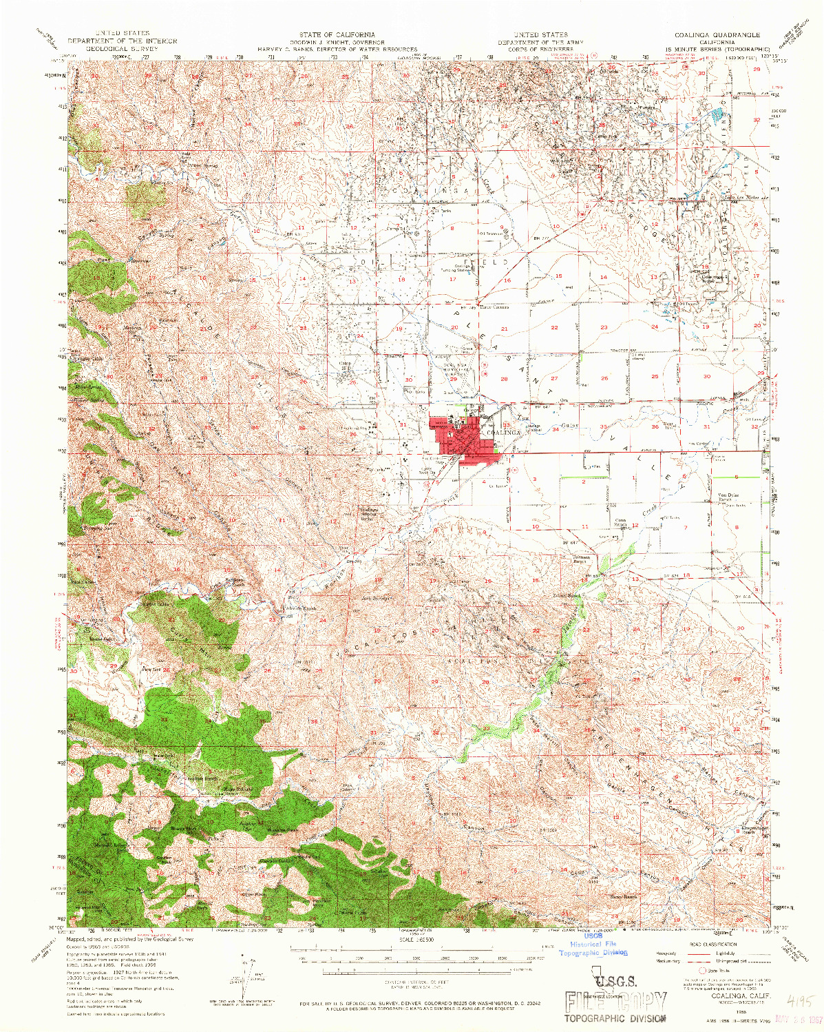 USGS 1:62500-SCALE QUADRANGLE FOR COALINGA, CA 1956