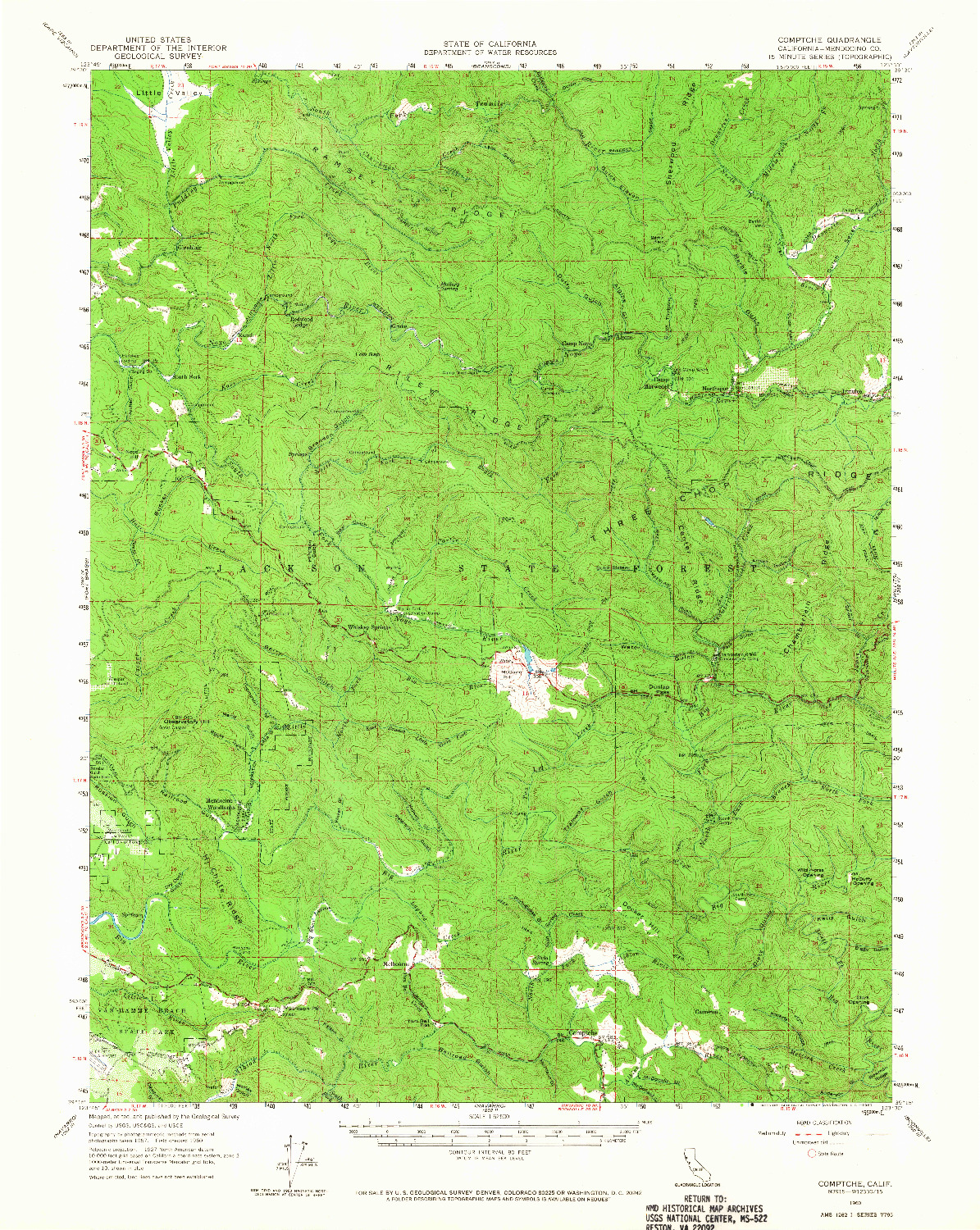 USGS 1:62500-SCALE QUADRANGLE FOR COMPTCHE, CA 1960