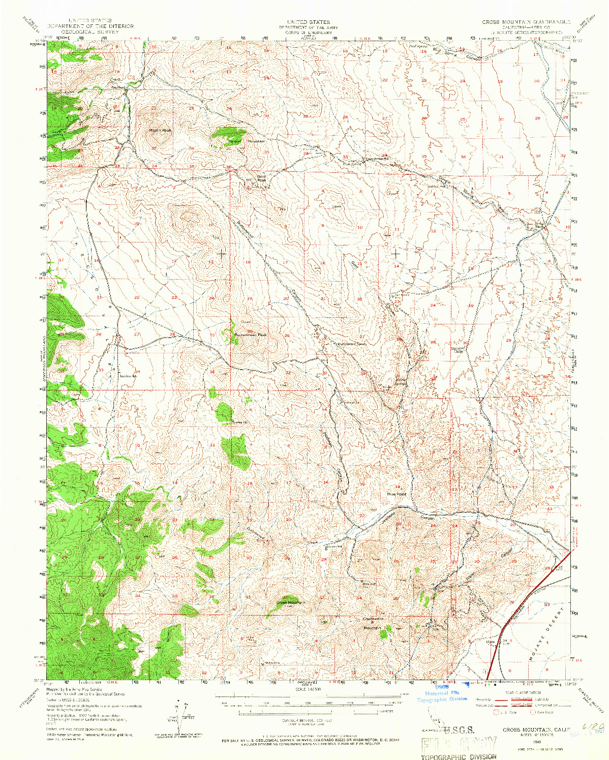 USGS 1:62500-SCALE QUADRANGLE FOR CROSS MOUNTAIN, CA 1943