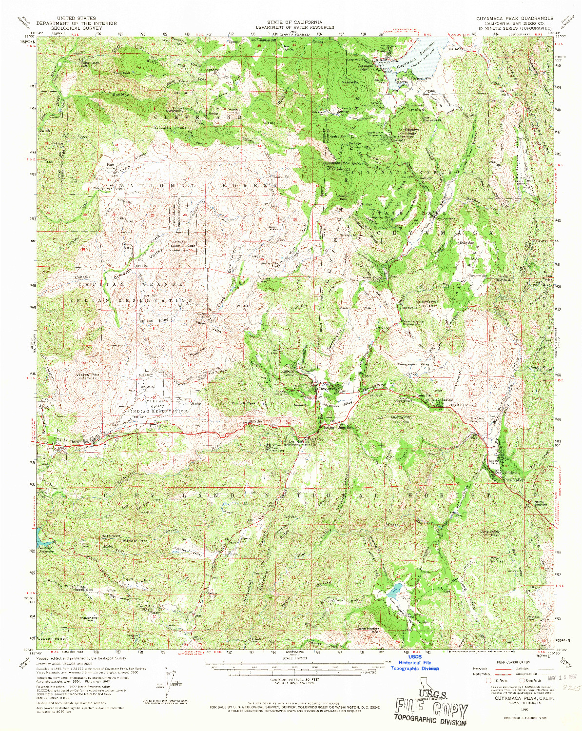 USGS 1:62500-SCALE QUADRANGLE FOR CUYAMACA PEAK, CA 1960