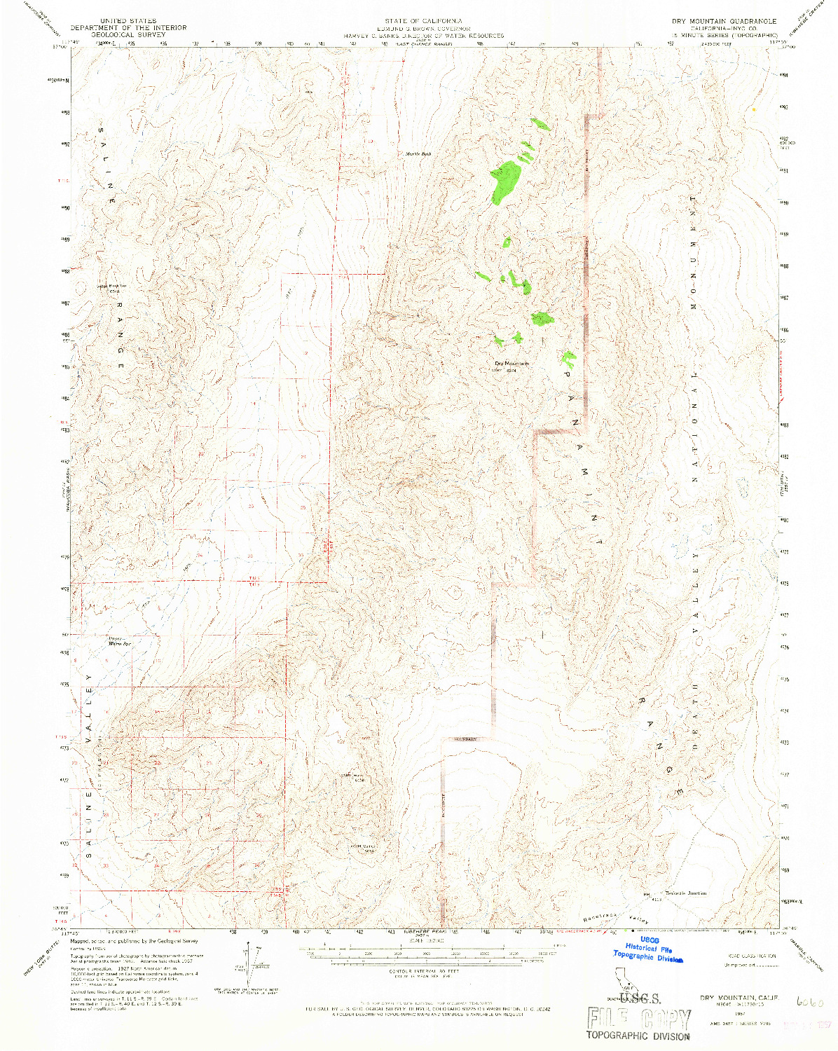 USGS 1:62500-SCALE QUADRANGLE FOR DRY MOUNTAIN, CA 1957