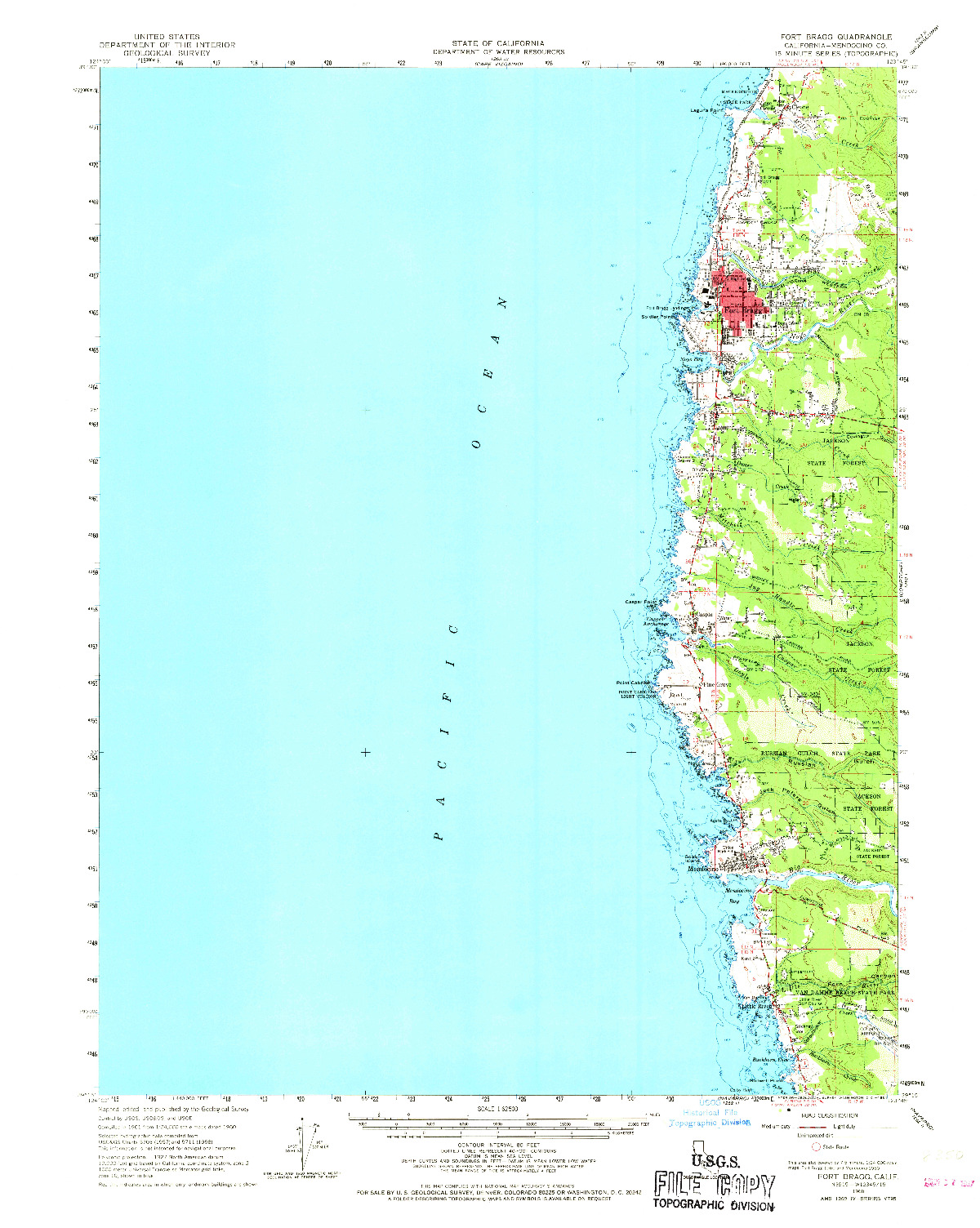 USGS 1:62500-SCALE QUADRANGLE FOR FORT BRAGG, CA 1960