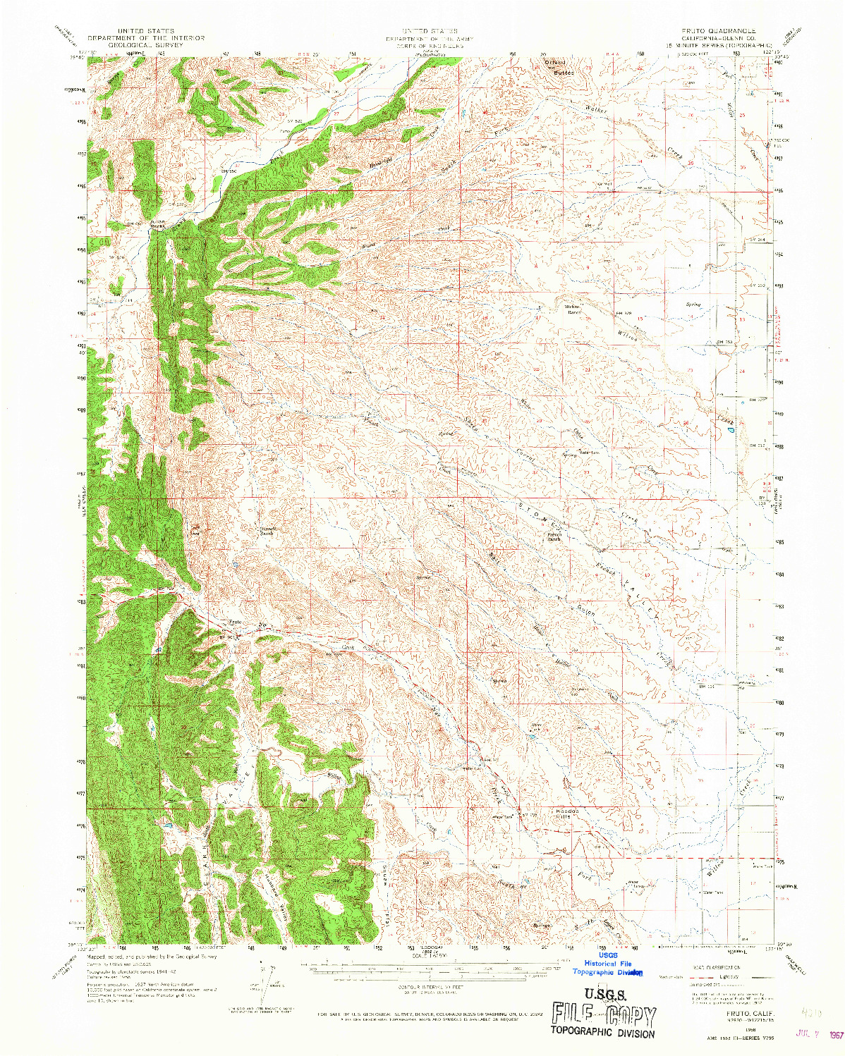 USGS 1:62500-SCALE QUADRANGLE FOR FRUTO, CA 1958
