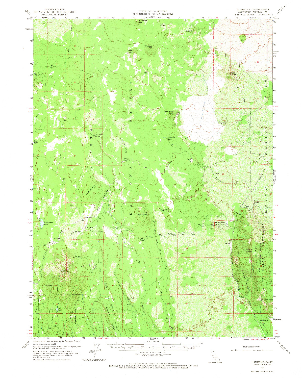 USGS 1:62500-SCALE QUADRANGLE FOR HAMBONE, CA 1961