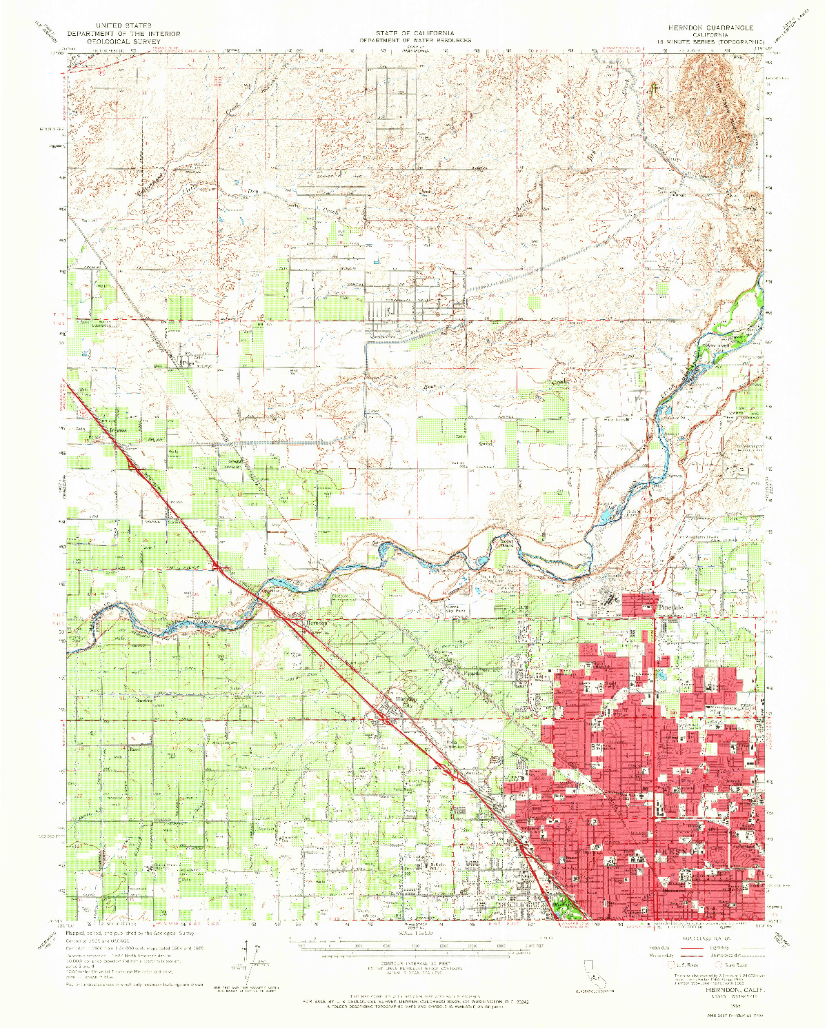 USGS 1:62500-SCALE QUADRANGLE FOR HERNDON, CA 1965