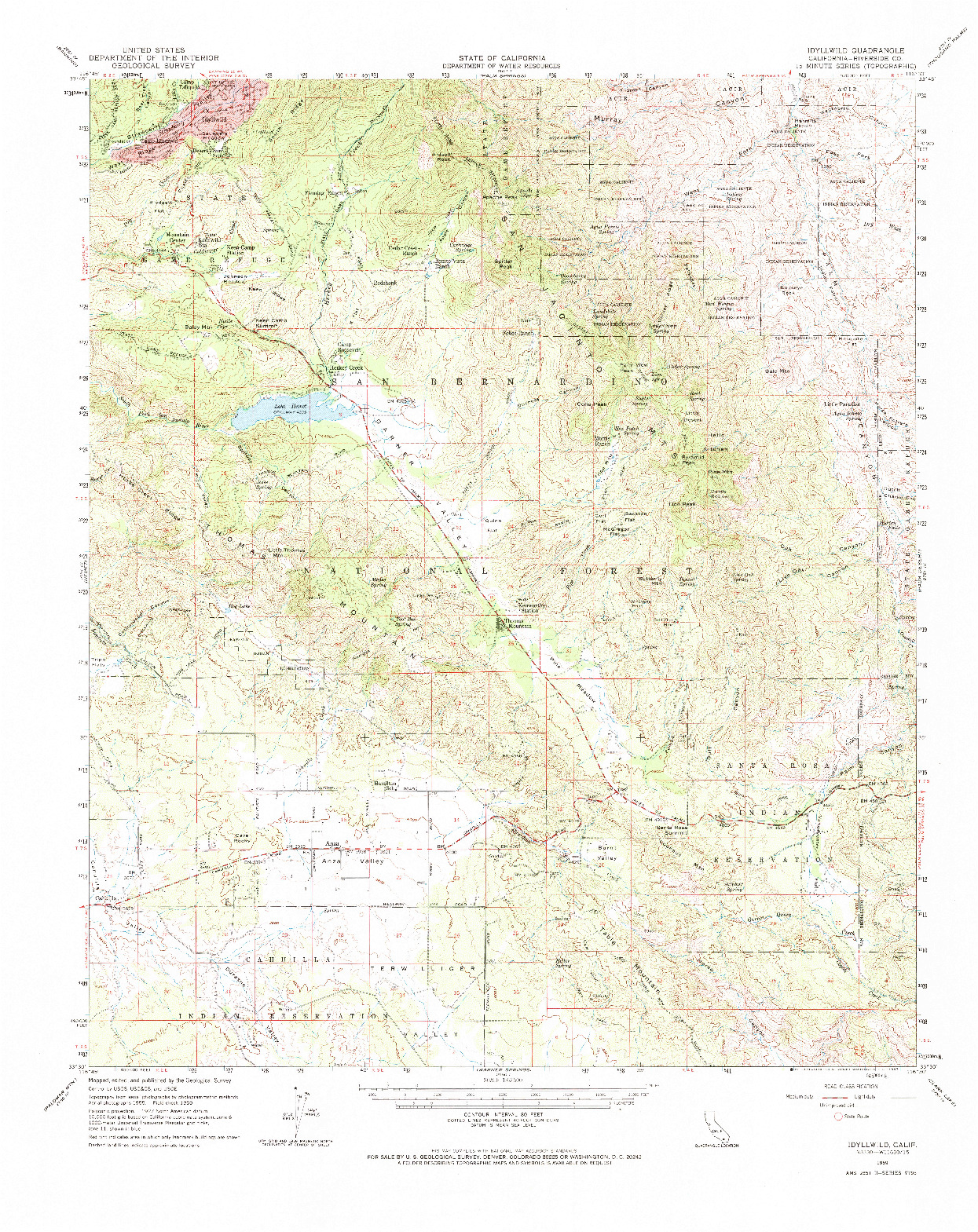 USGS 1:62500-SCALE QUADRANGLE FOR IDYLLWILD, CA 1959