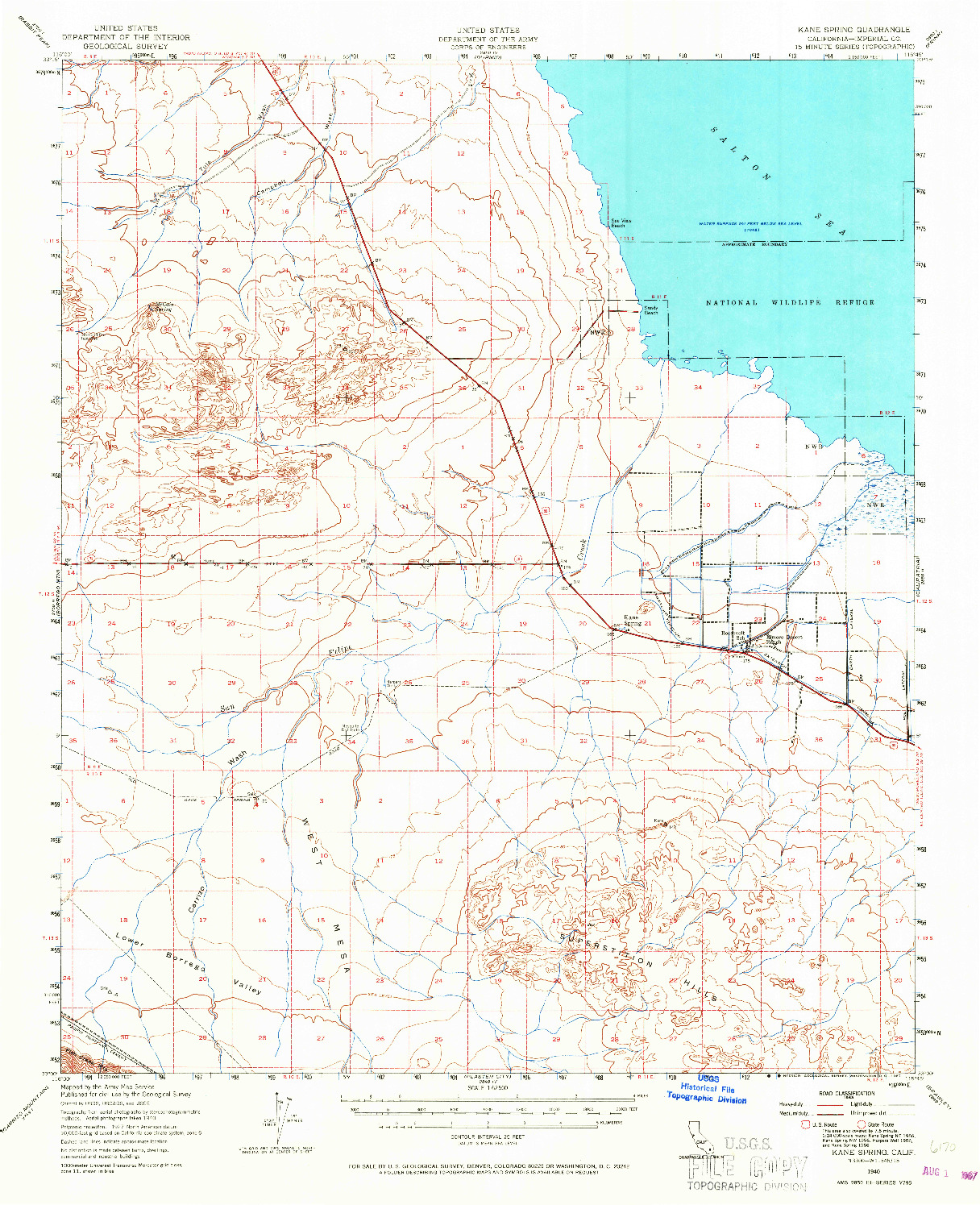 USGS 1:62500-SCALE QUADRANGLE FOR KANE SPRING, CA 1940