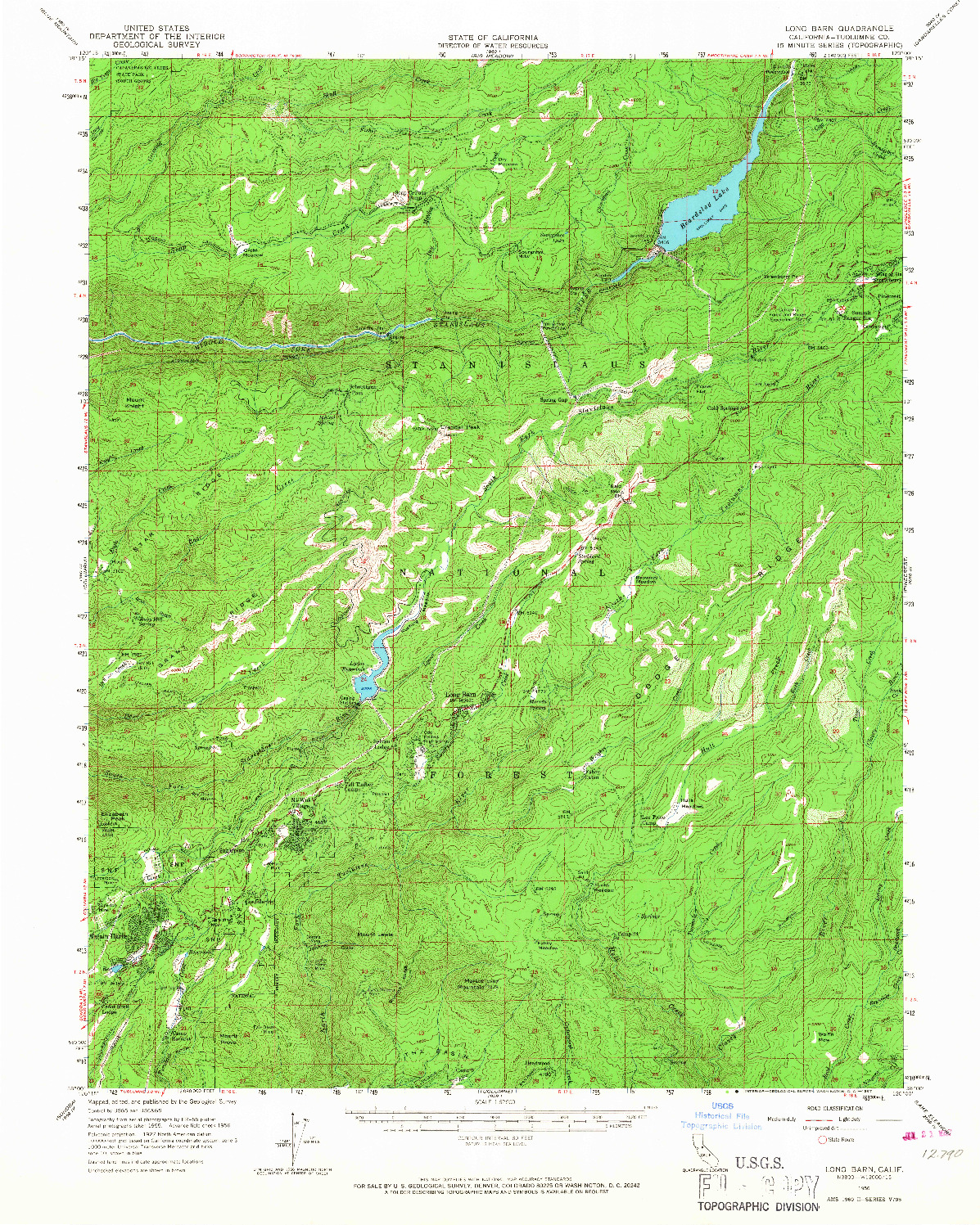 USGS 1:62500-SCALE QUADRANGLE FOR LONG BARN, CA 1956