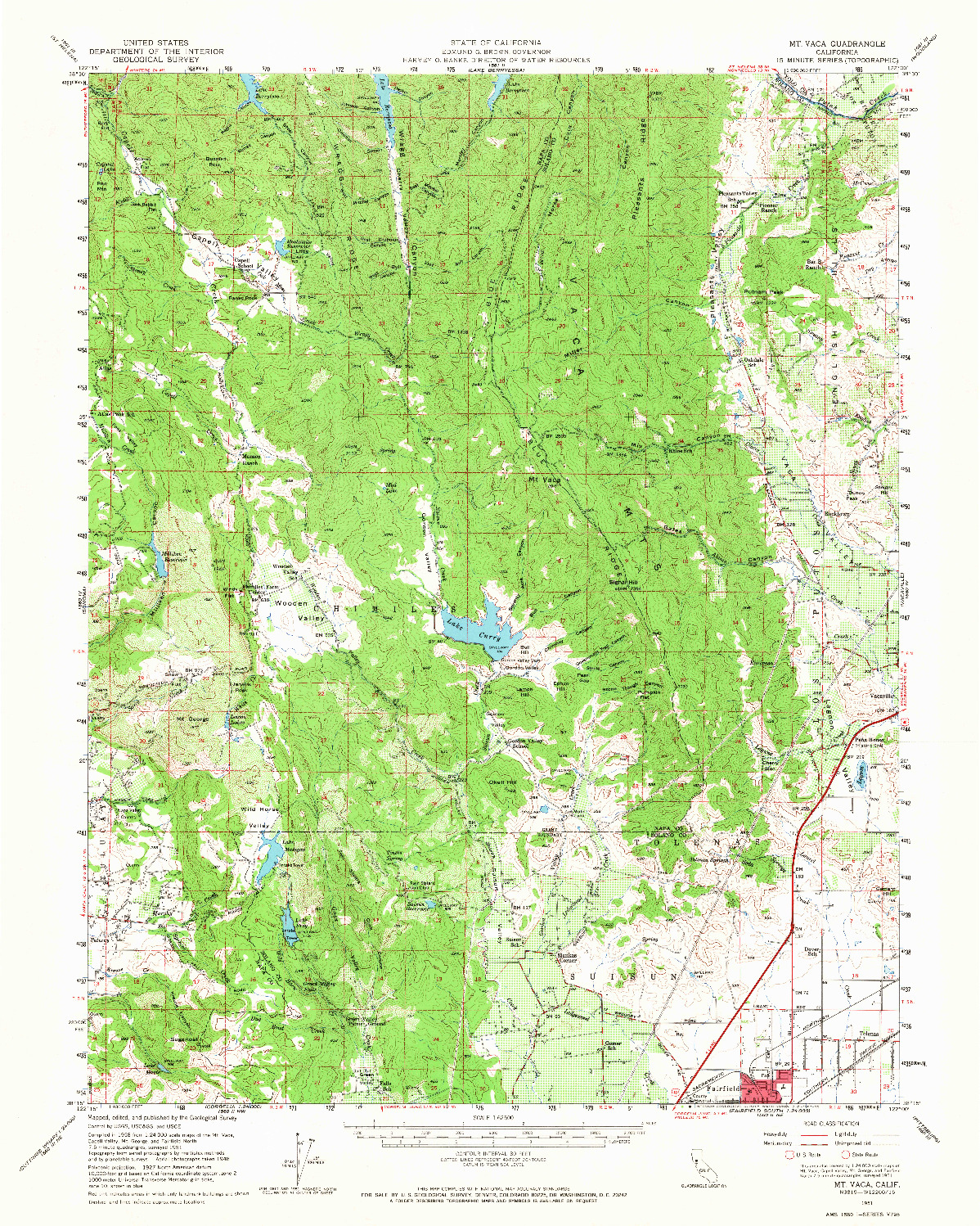 USGS 1:62500-SCALE QUADRANGLE FOR MT. VACA, CA 1951