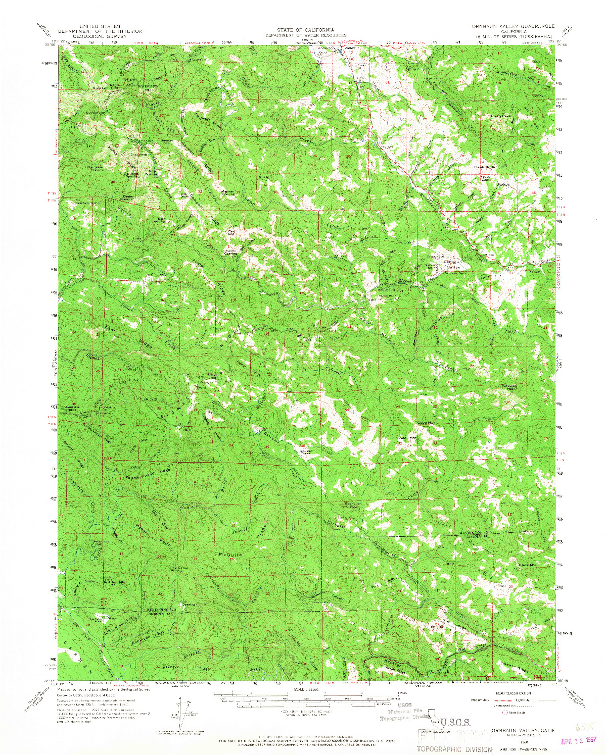 USGS 1:62500-SCALE QUADRANGLE FOR ORNBAUN VALLEY, CA 1960