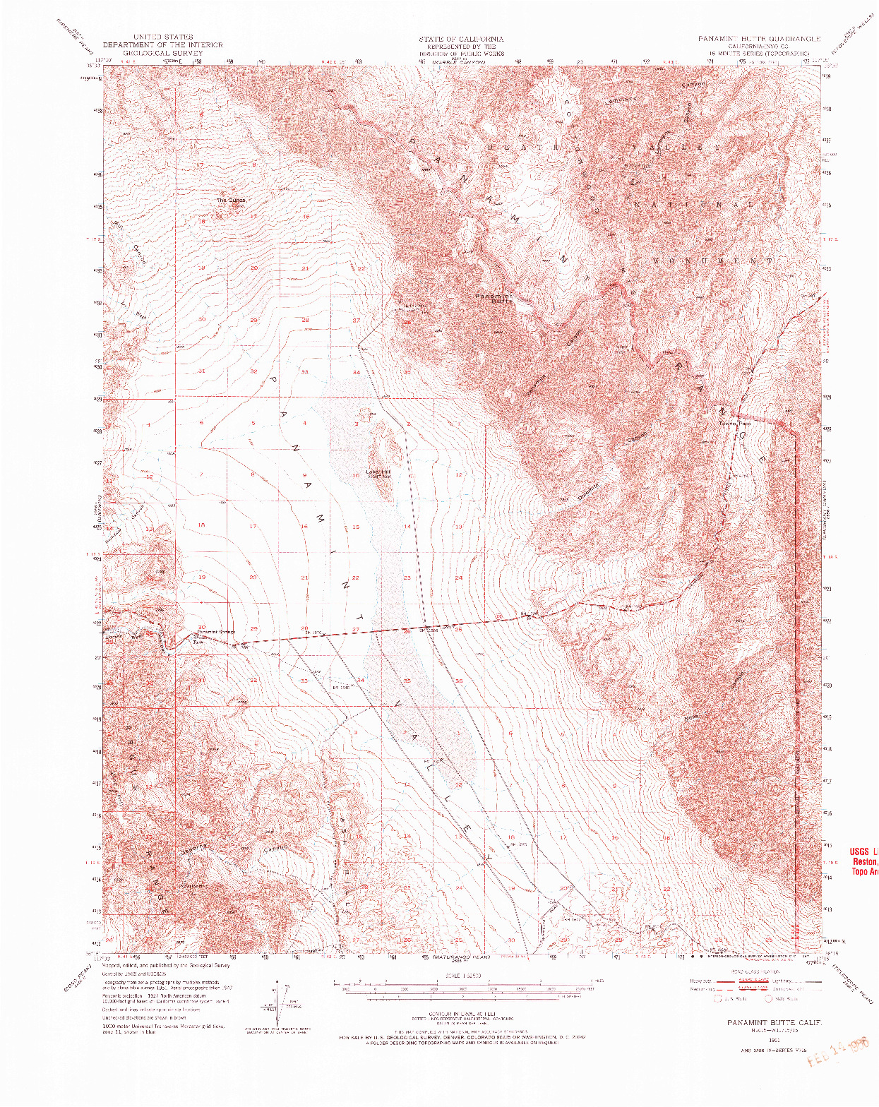 USGS 1:62500-SCALE QUADRANGLE FOR PANAMINT BUTTE, CA 1951