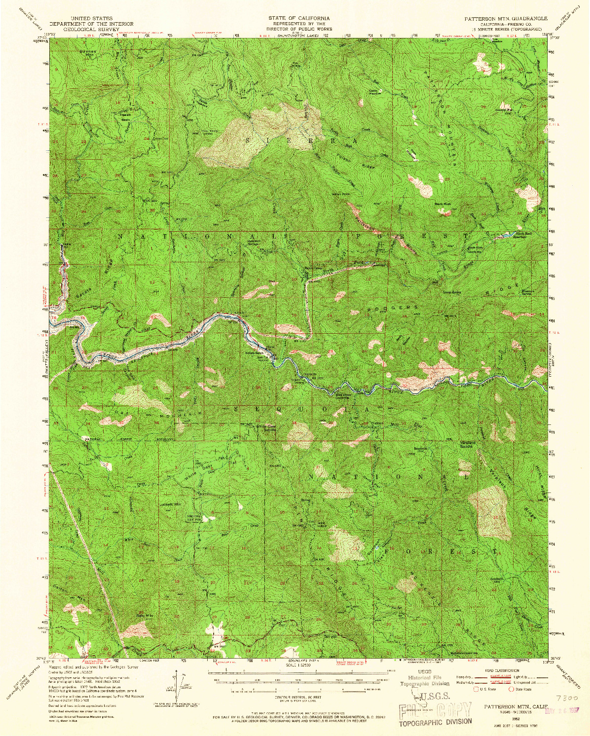 USGS 1:62500-SCALE QUADRANGLE FOR PATTERSON MOUNTAIN, CA 1952