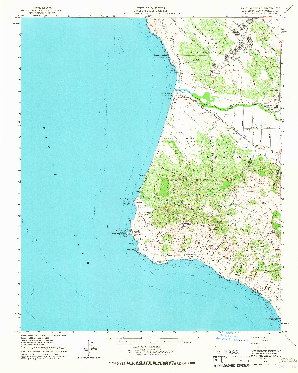 USGS 1:62500-SCALE QUADRANGLE FOR POINT ARGUELLO, CA 1959