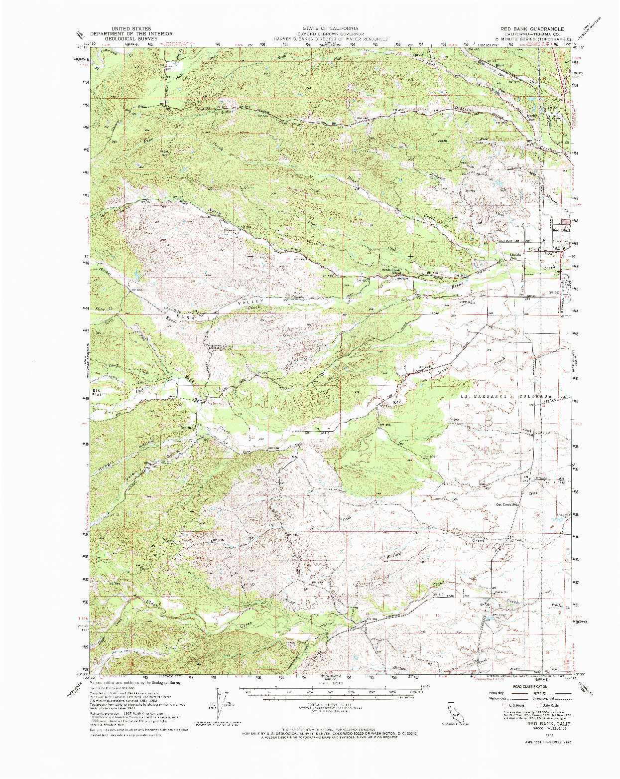 USGS 1:62500-SCALE QUADRANGLE FOR RED BANK, CA 1952