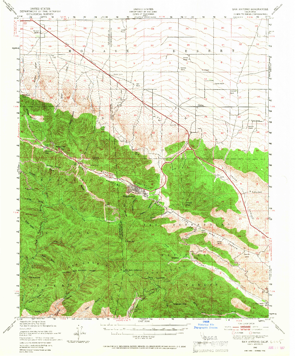 USGS 1:62500-SCALE QUADRANGLE FOR SAN ANTONIO, CA 1942