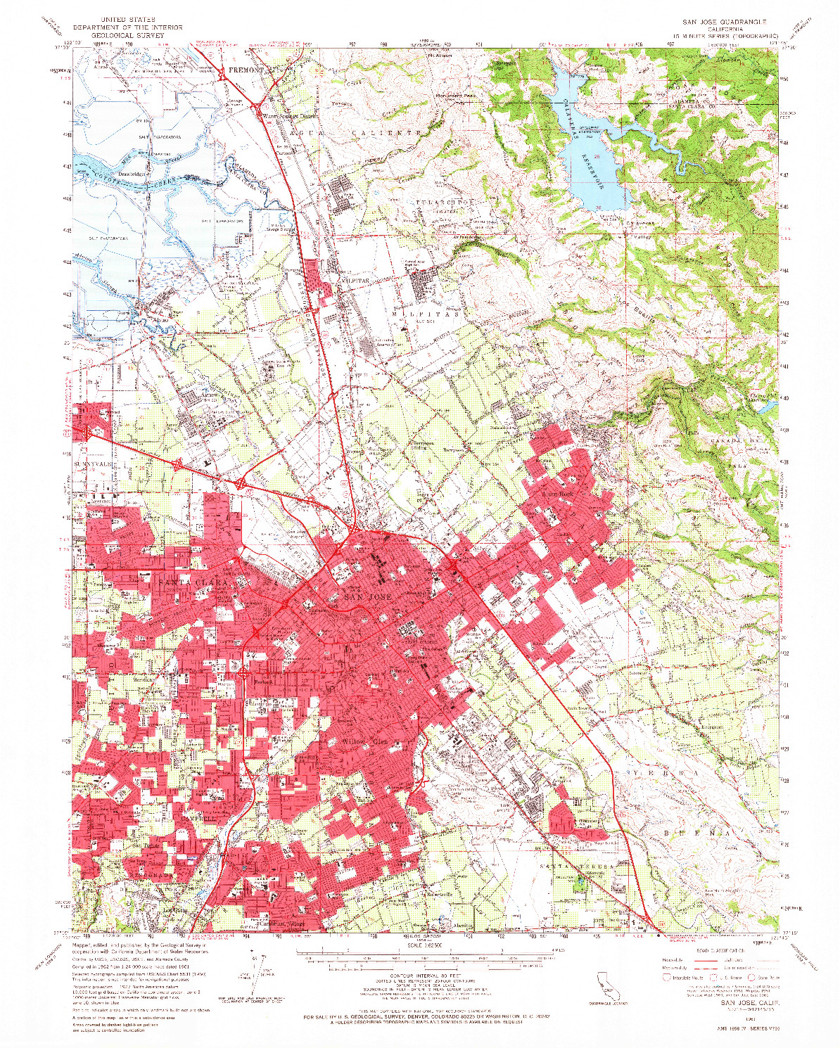 USGS 1:62500-SCALE QUADRANGLE FOR SAN JOSE, CA 1961