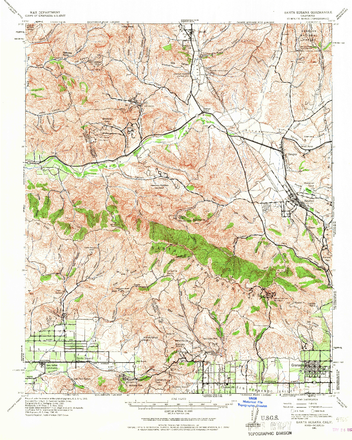 USGS 1:62500-SCALE QUADRANGLE FOR SANTA SUSANA, CA 1941