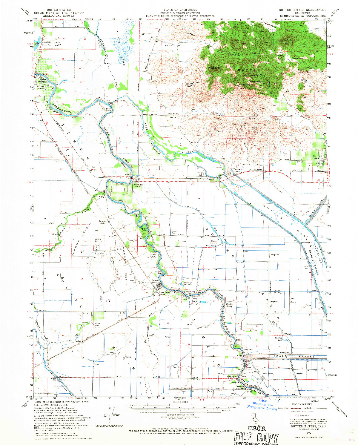 USGS 1:62500-SCALE QUADRANGLE FOR SUTTER BUTTES, CA 1954