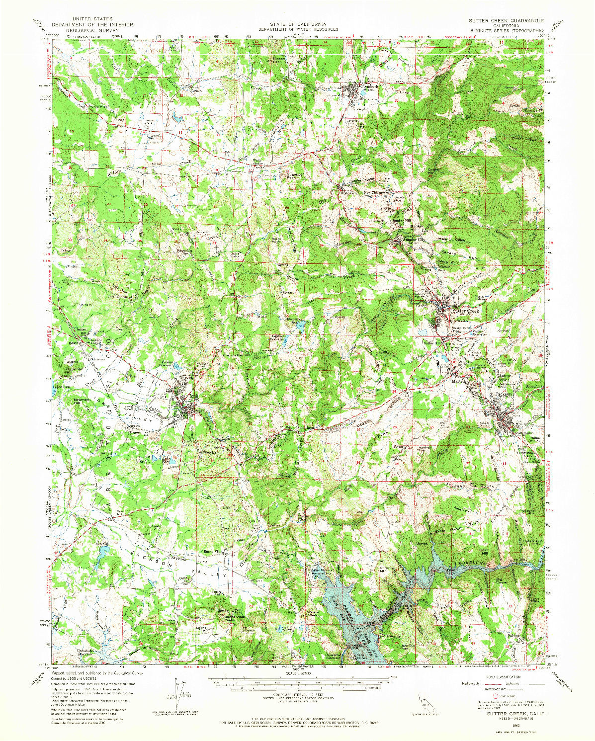 USGS 1:62500-SCALE QUADRANGLE FOR SUTTER CREEK, CA 1962